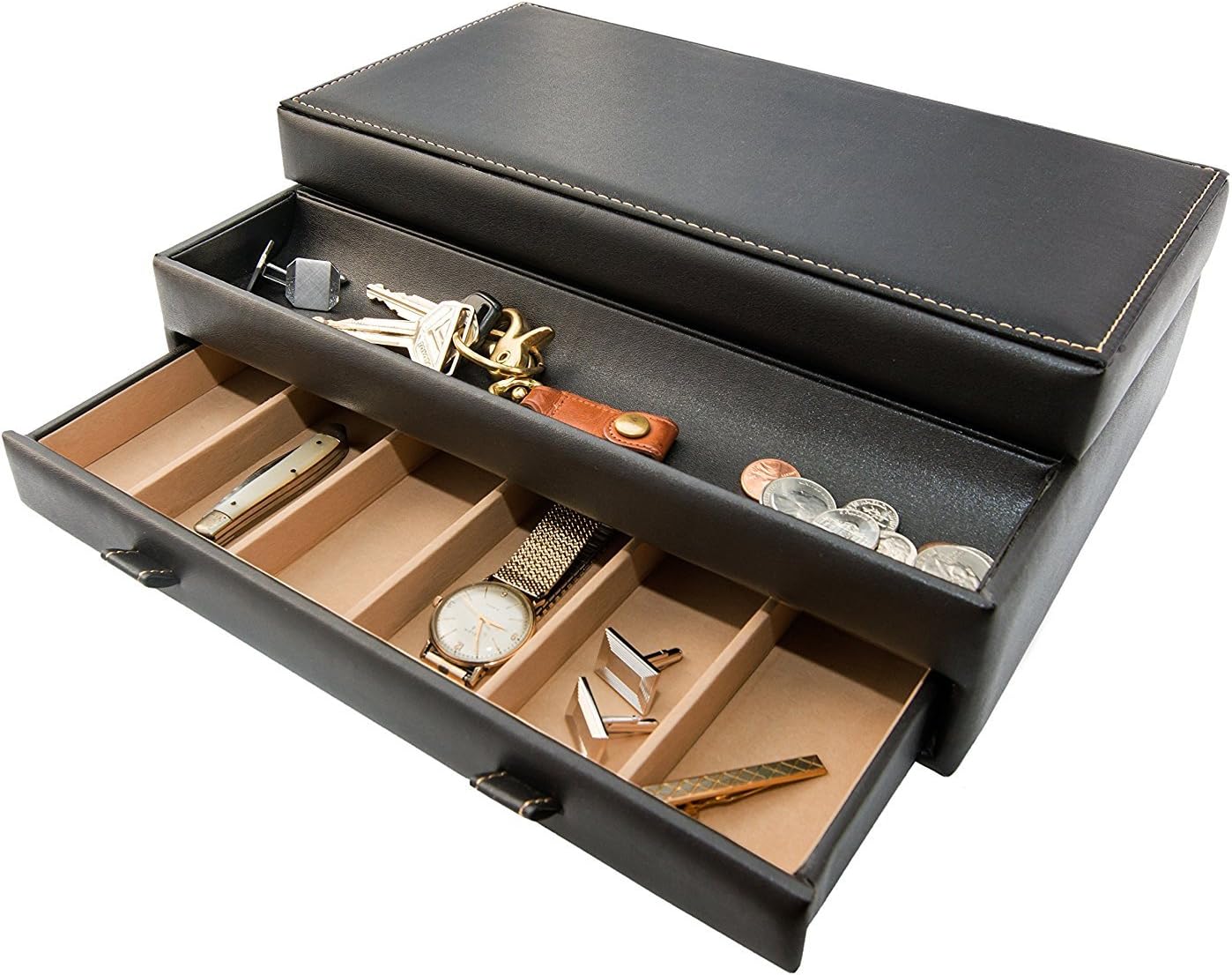 Stock Your Home Mens Valet Tray, Men's Jewelry Box, Night Stand Organizers and Storage, Bedside Table Organizer, Watch