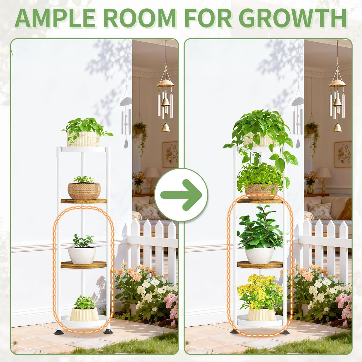 KMOTASUO 4 Tier White Plant Stand Indoor for Large Tall Heavy Duty Planter, Multiple Sturdy Metal Flower Corner Rack