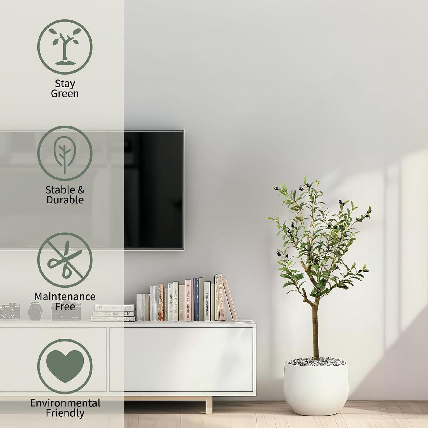 Indoor Faux Fake Potted Silk Plants / Olive Tree / 3ft / 3 Inch