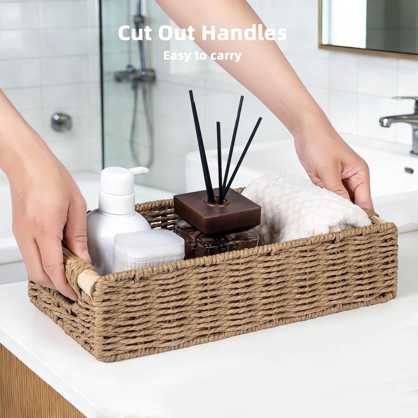 Handwoven Toilet Tank Top Paper Baskets / Neutral