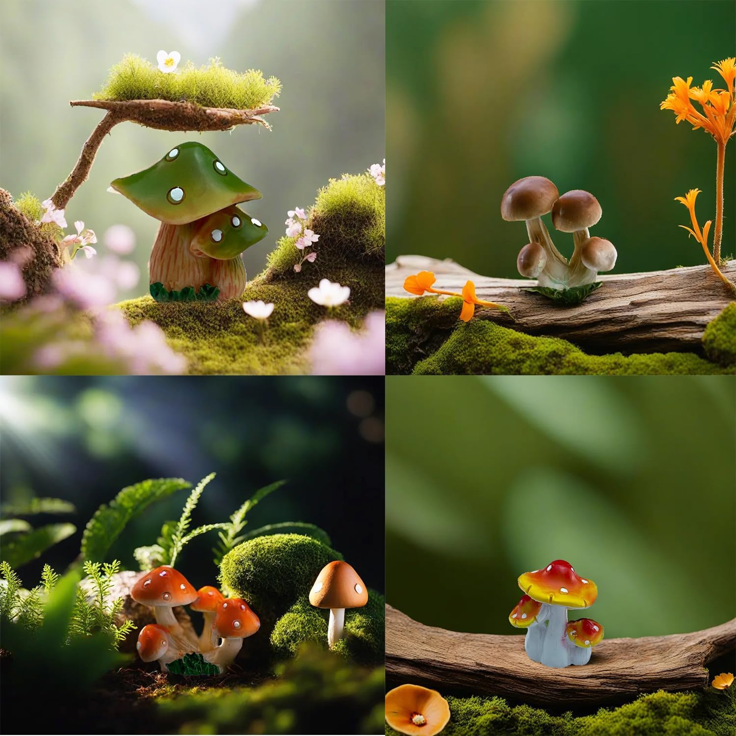 1.5 to Resin Mushroom / 1.8 Inch / Set of 12