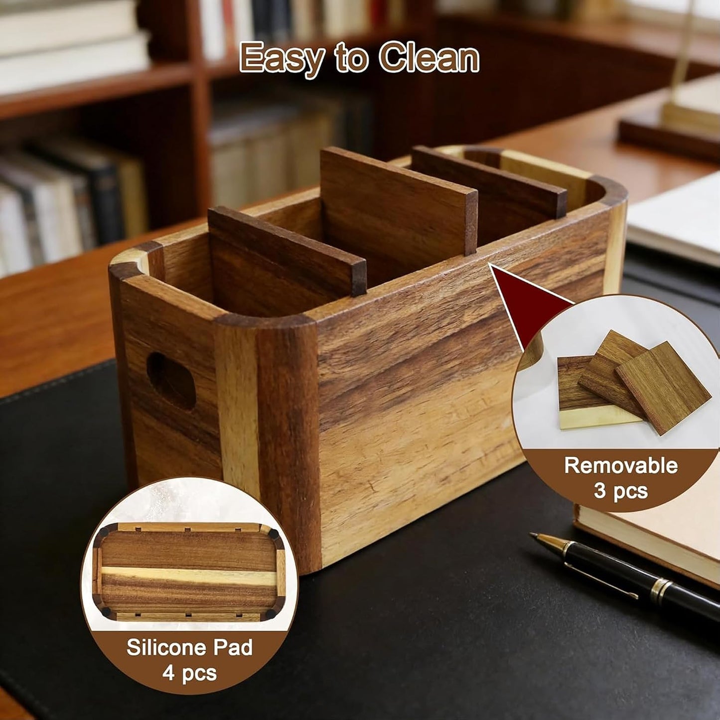 TV Remote Holder / Acacia Wood Remote Control Holder