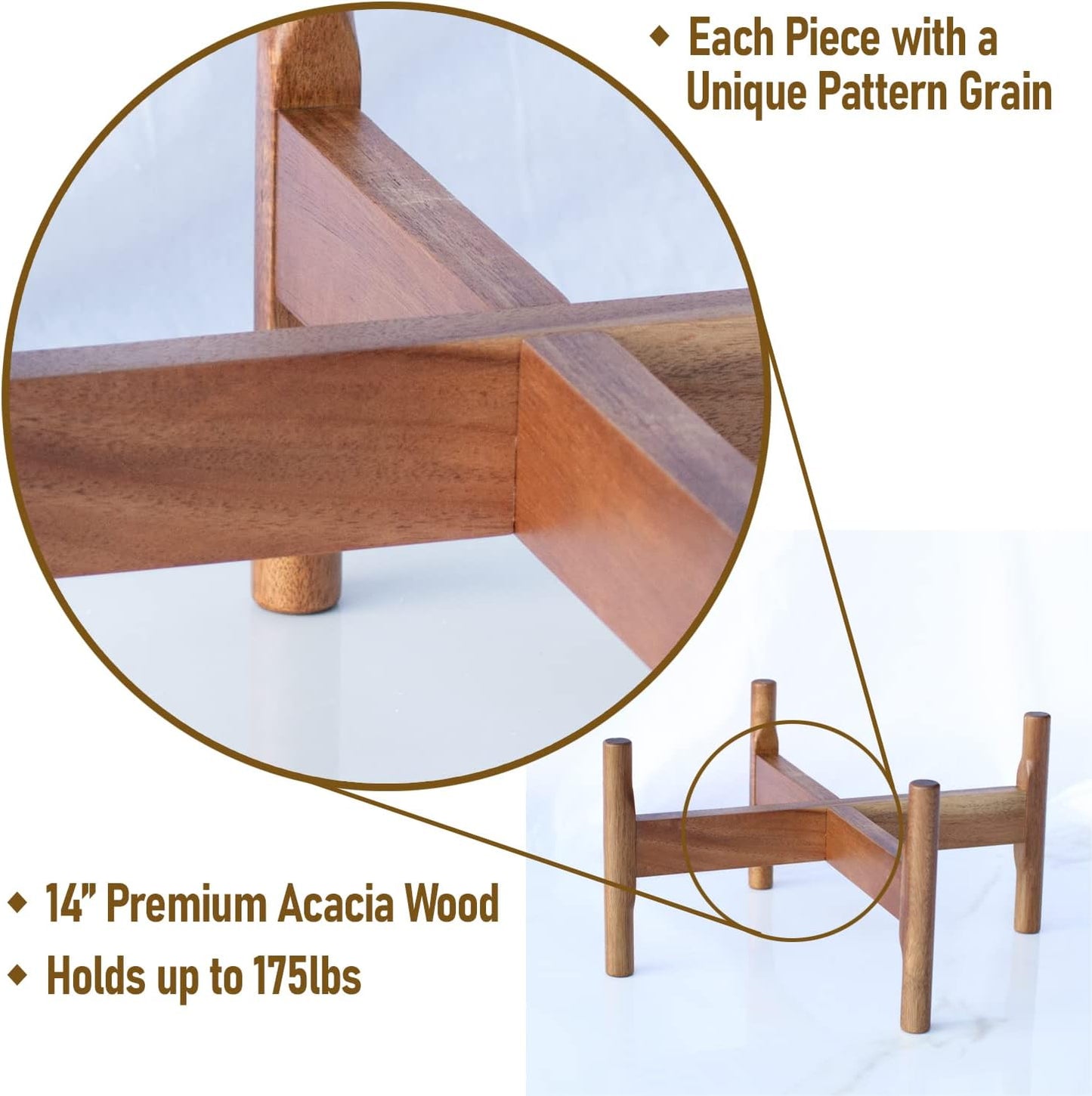 Macaw on Kapok Wood Plant Stand - Fits 8 10 12 to 14 inch Plant Pot - Acacia Solid Wood - Planter Stands for Indoor