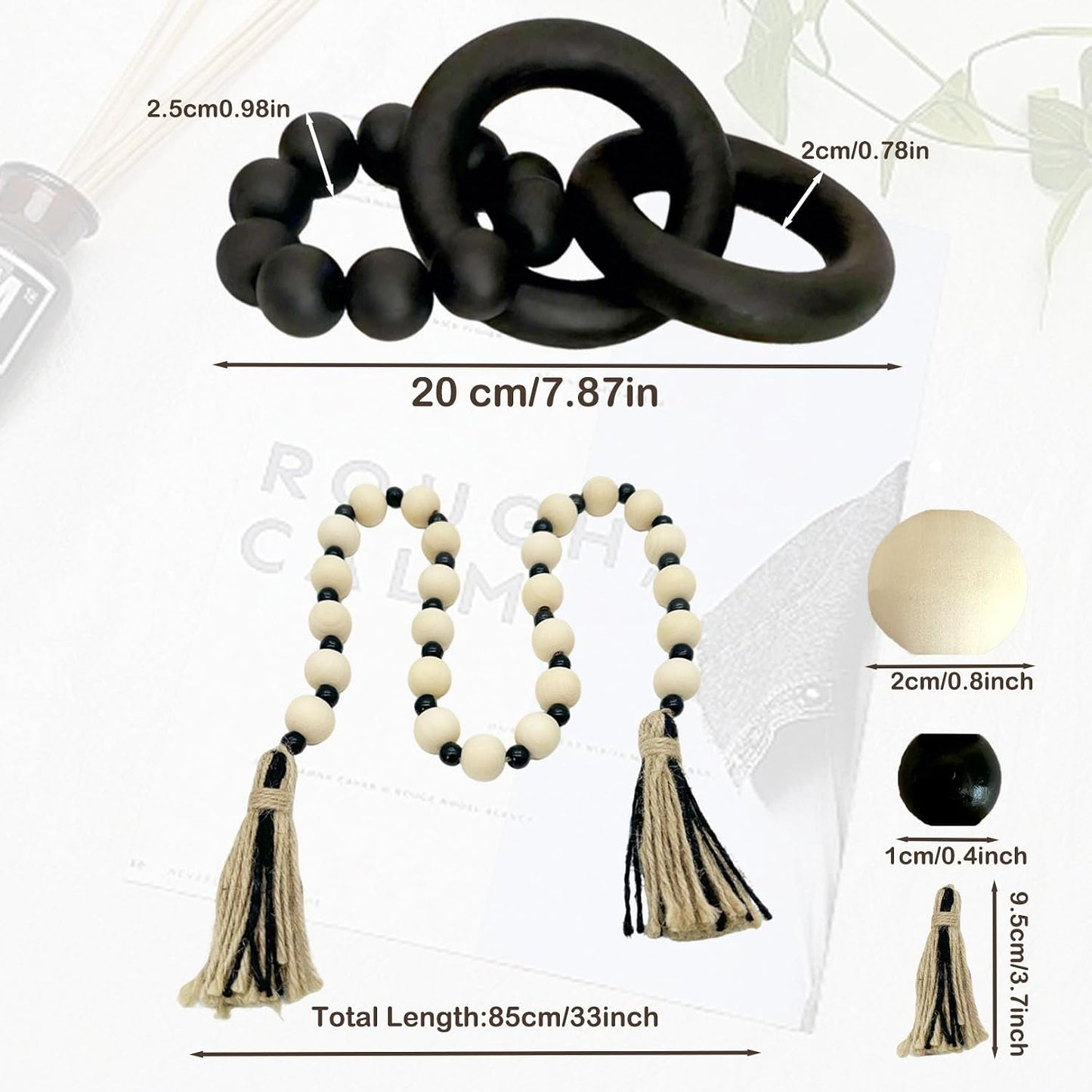 Wooden Knot Decor / Black / Set of 2