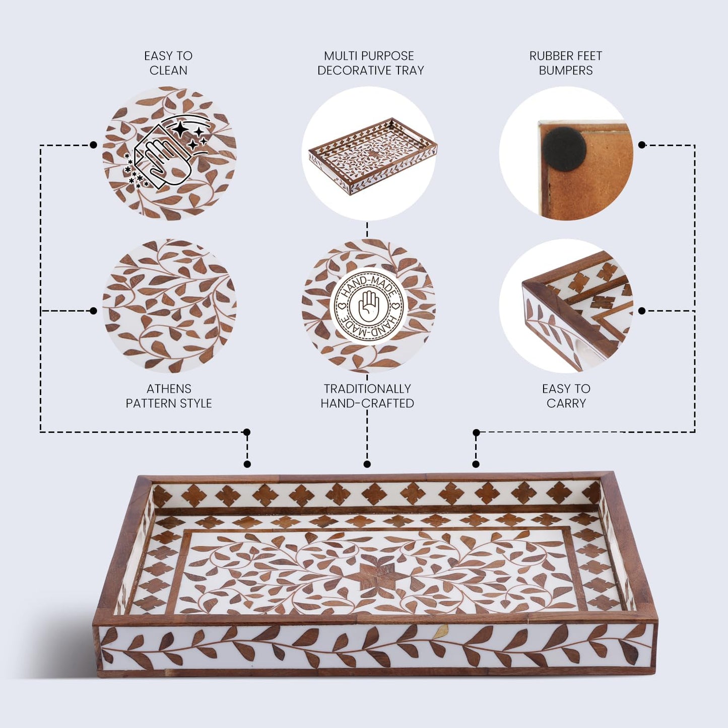 Wood & Resin Inlay Coffee Table Tray / 11 x 17 / Plato