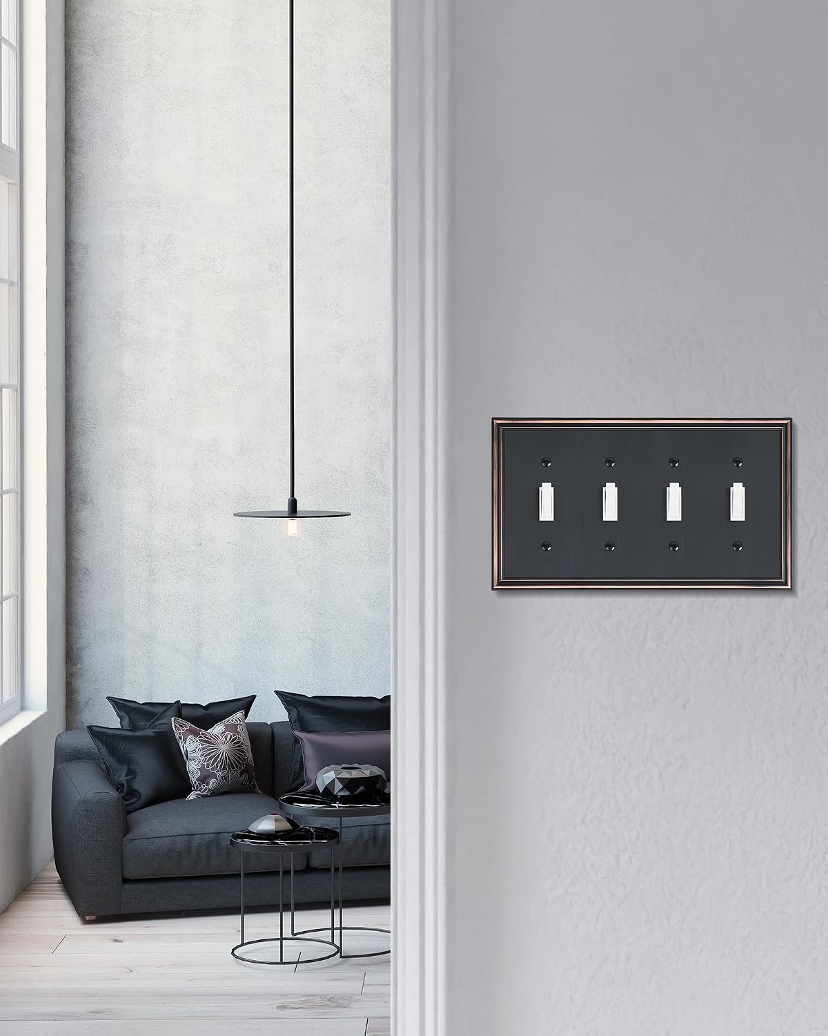 2-Pack Zinc Alloy Quad Toggle Light Switch Cover Plate, Solid Switch Cover | Durable Decorative Switch Plate Covers, 4