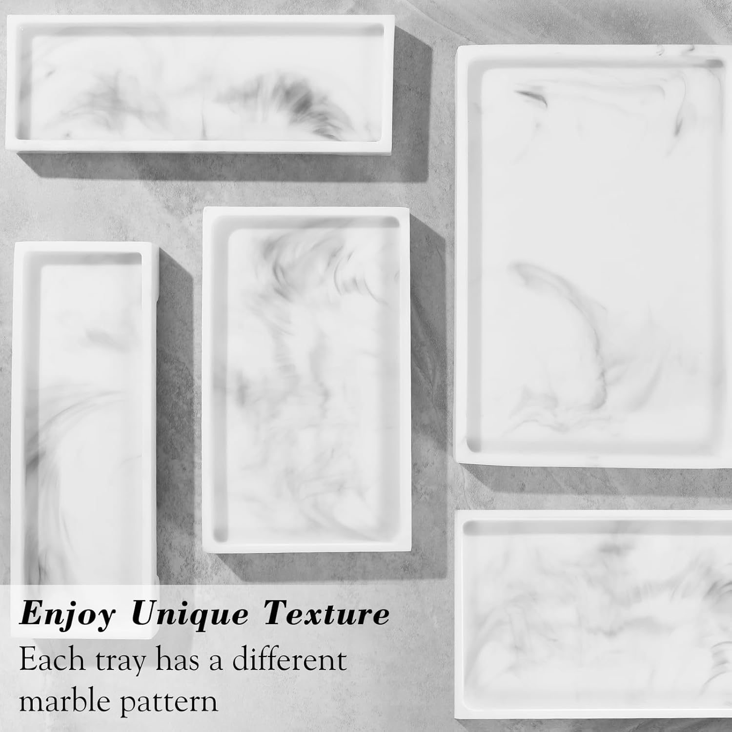 Resin Vanity Tray / B - White Marble / Medium / 10.03 x 5.9