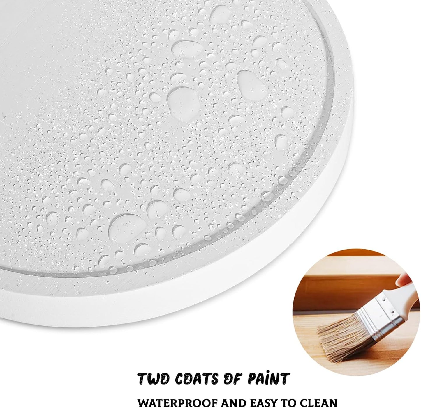 Wood Lazy Susan Organizer Kitchen Turntable for Cabinet Farmhouse Bathroom Decor / White / Set of 10