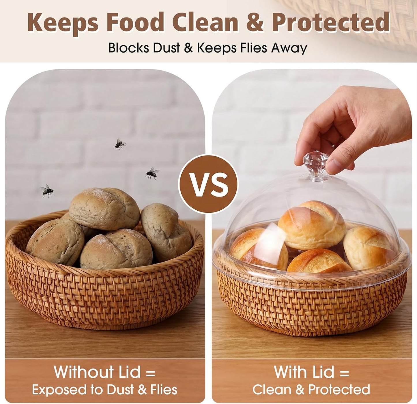 Rattan Bread Baskets / Natural / Set of 2