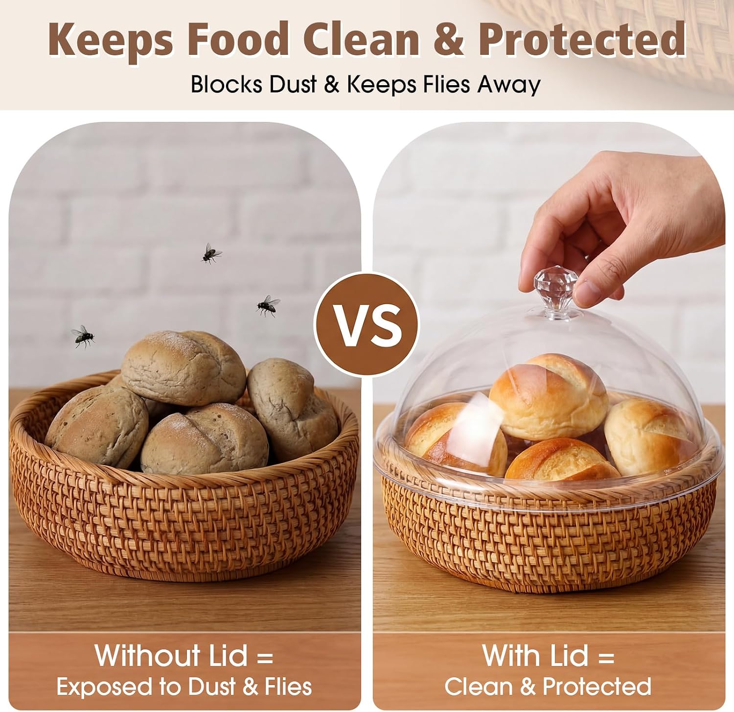 Rattan Bread Baskets / Natural / Set of 2