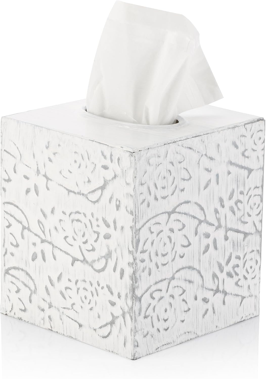 Decorative Metal Tissue Cover / Upright / White