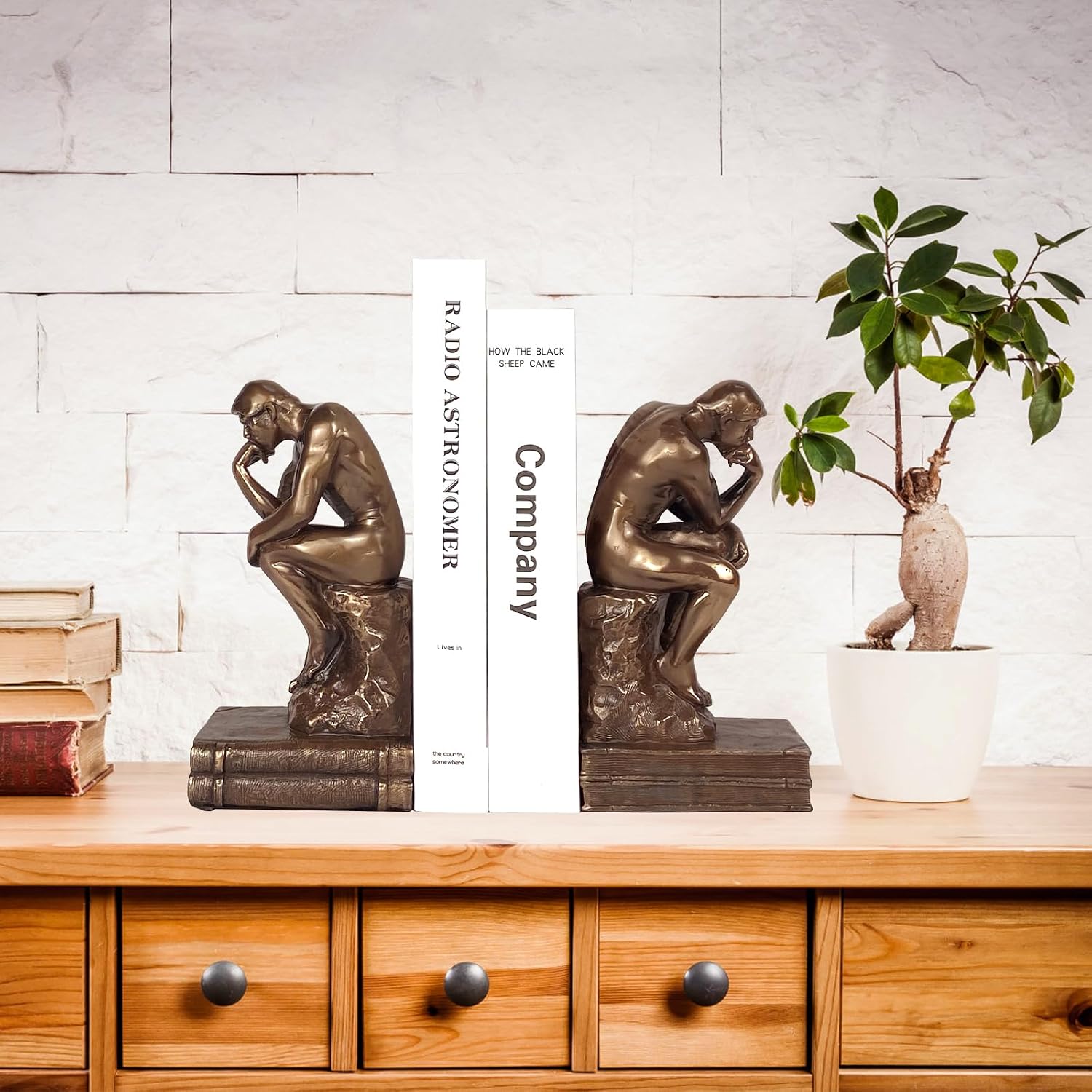 Cool Bookends Decorative Unique Book Ends Book Stopper The Thinker Statue / Gold / Set of 2