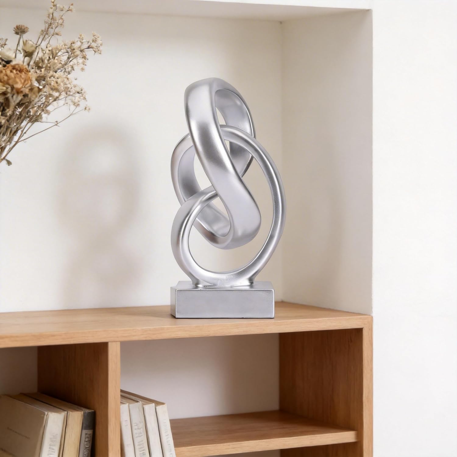 Modern Abstract Knot Sculpture / Silver