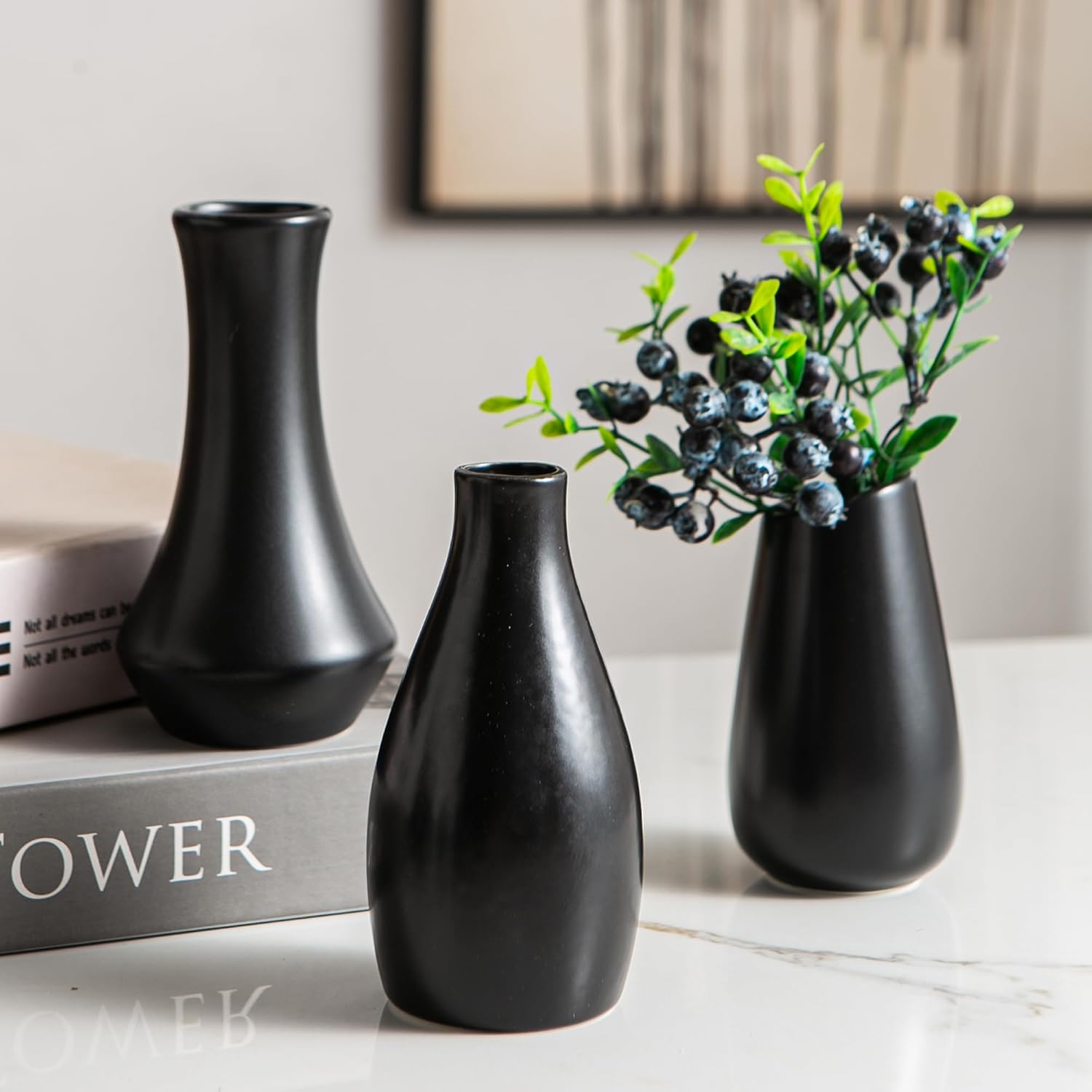 Ceramic Bud Vases / Black Bud Vases / Set of 12