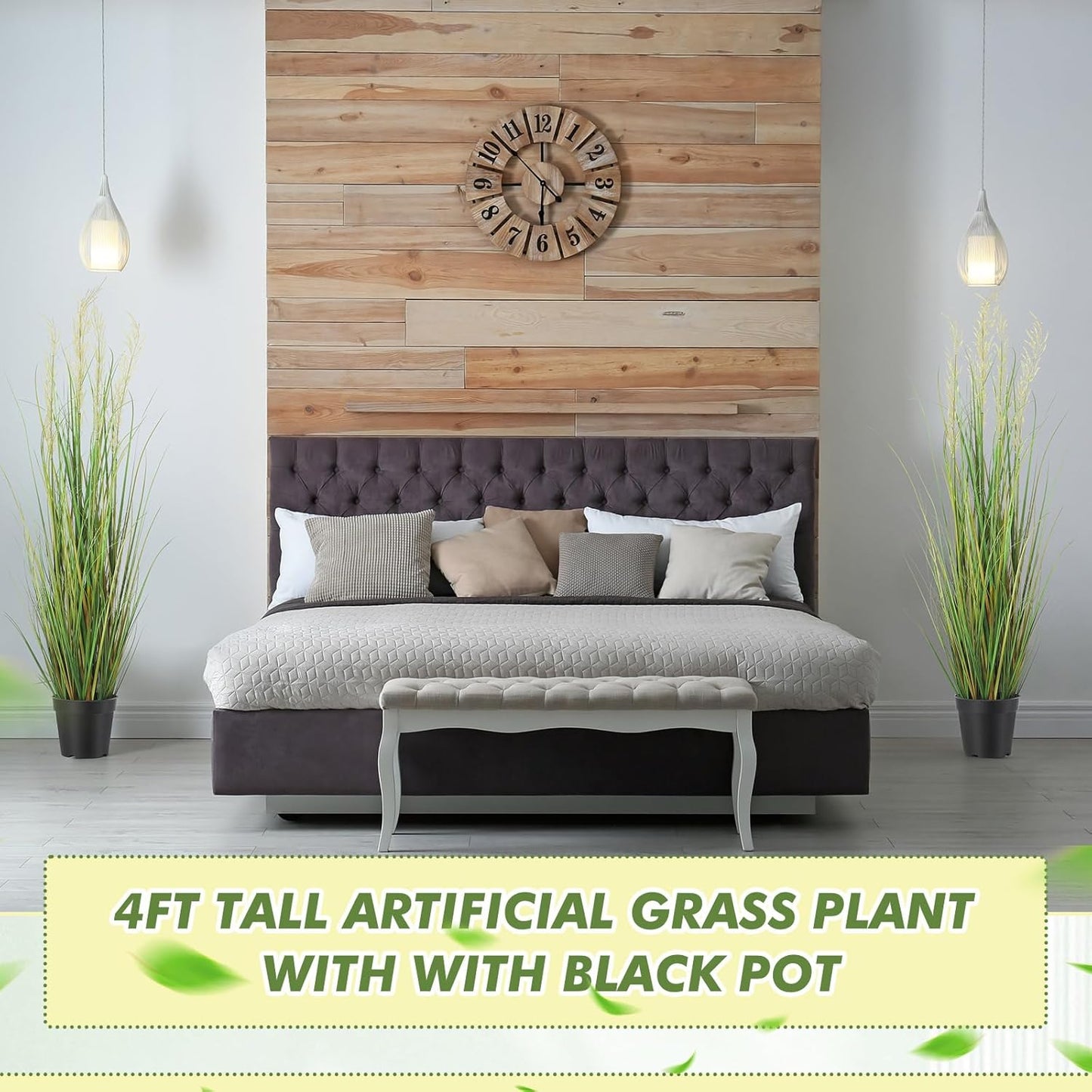 Tall Artificial Grass Plant Potted Artificial Greenery Floor Plants Faux Pampas / 4 Ft / Set of 4