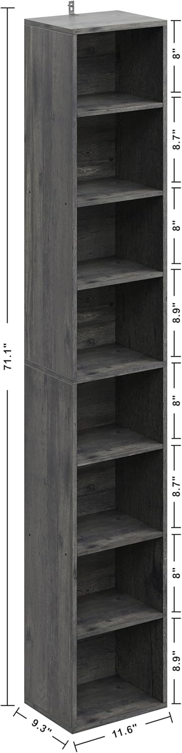 Floor Standing Display Storage Shelves in Tall / Charcoal Grey / 71 Inch