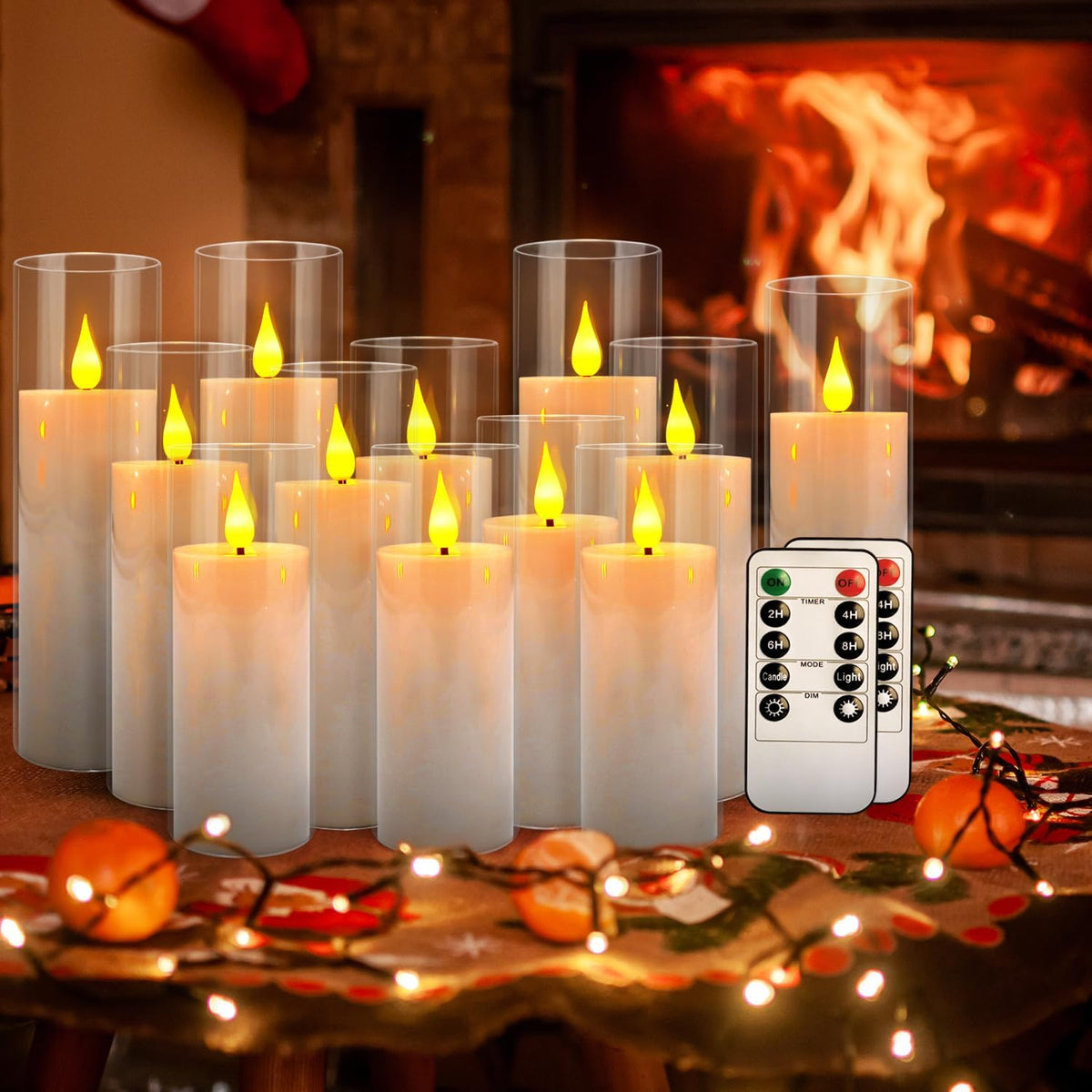 12-Pack White Acrylic Flameless LED Candle Set with Timer Remote Control—Ideal for Home Decor, Valentine's Day