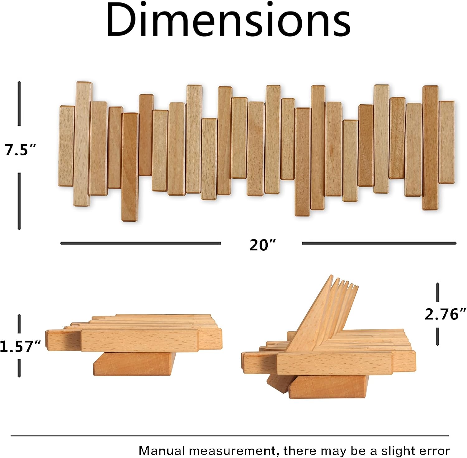 DESAINOPH® Wooden Coat Rack Wall Mounted Sticks Multi Rack Solid Handmade Natural Wood Artwork with 5 Flip-Down Unique