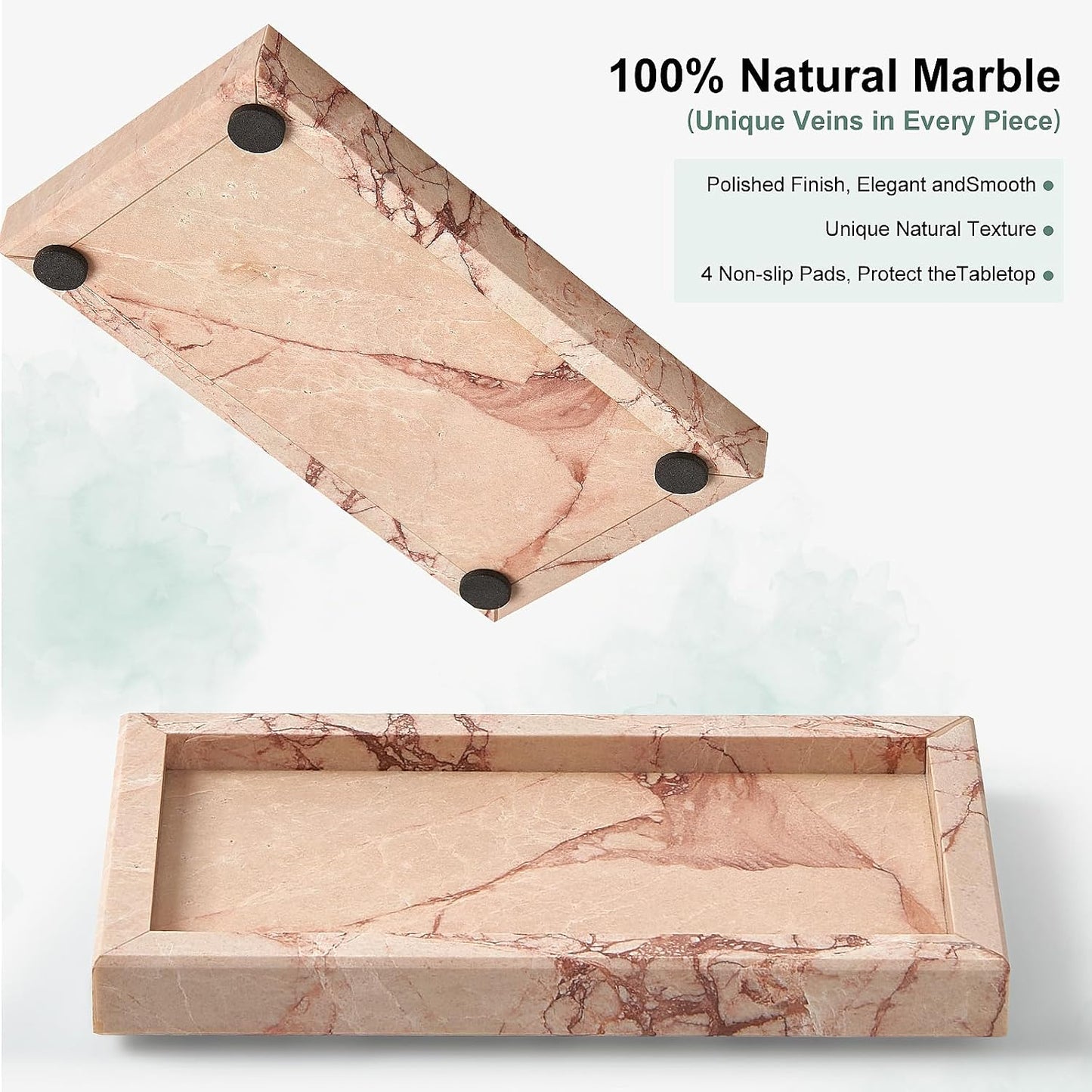 Stone Organizer / Natural Small Marble Vanity Tray / Pink / 7.9 x 4.3 x 0.8