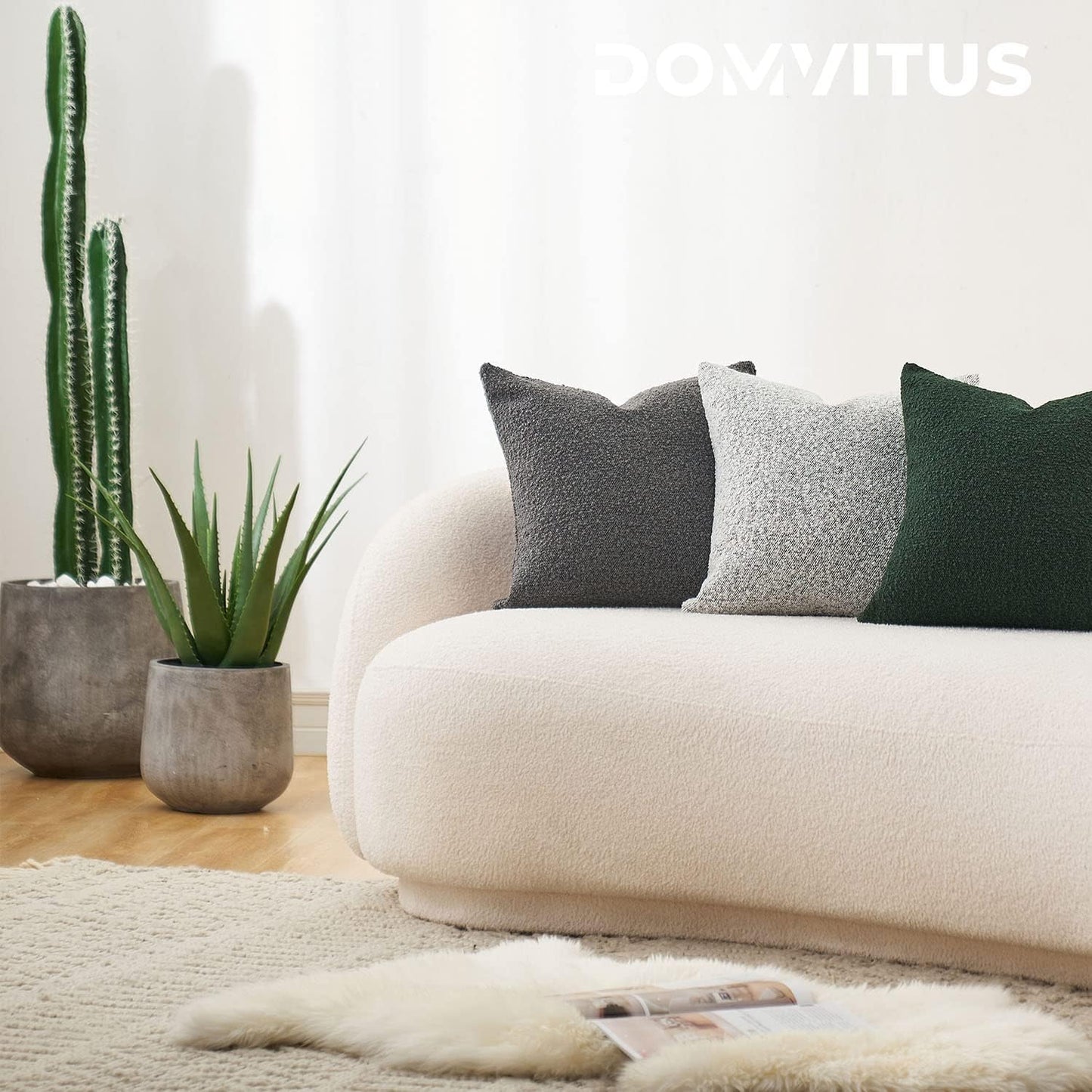 Boucle Pillow Covers Throw Pillow Covers Decorative Pillows for Bed Sofa / Graphite Grey / 20 x 20