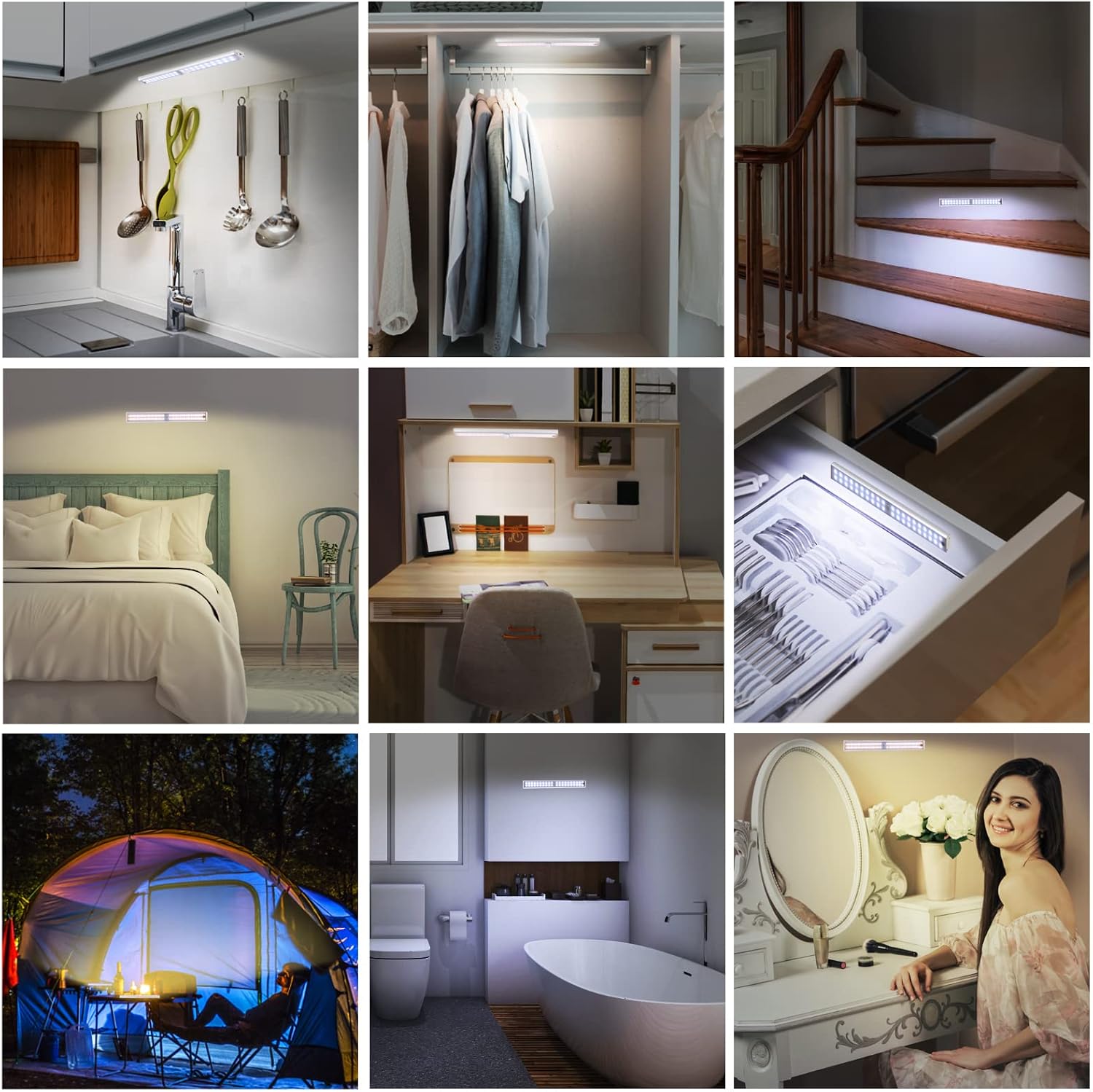 Wireless Motion Sensor Light Indoor, 80 LED Dimmable Closet Lights Rechargeable Under Cabinet Lighting, Magnetic