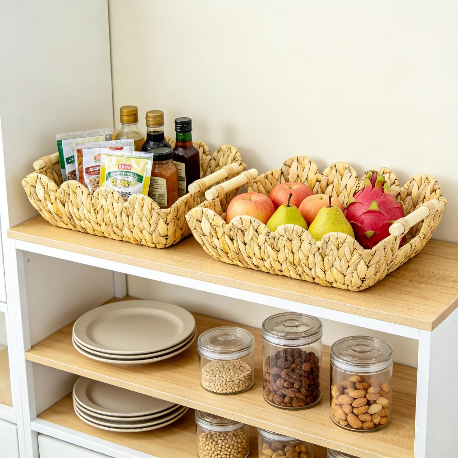 Hand-Woven Rattan Baskets / Oval / Natural / Set of 2