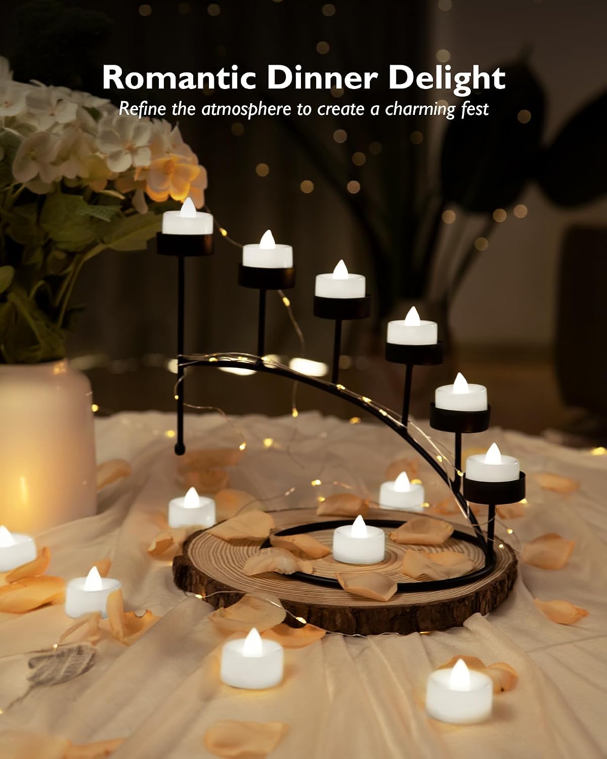 BEICHI 24Pcs Flameless LED Tea Lights with Remote & Timer,White Base,400Hrs | Flickering TeaLights Candles Battery