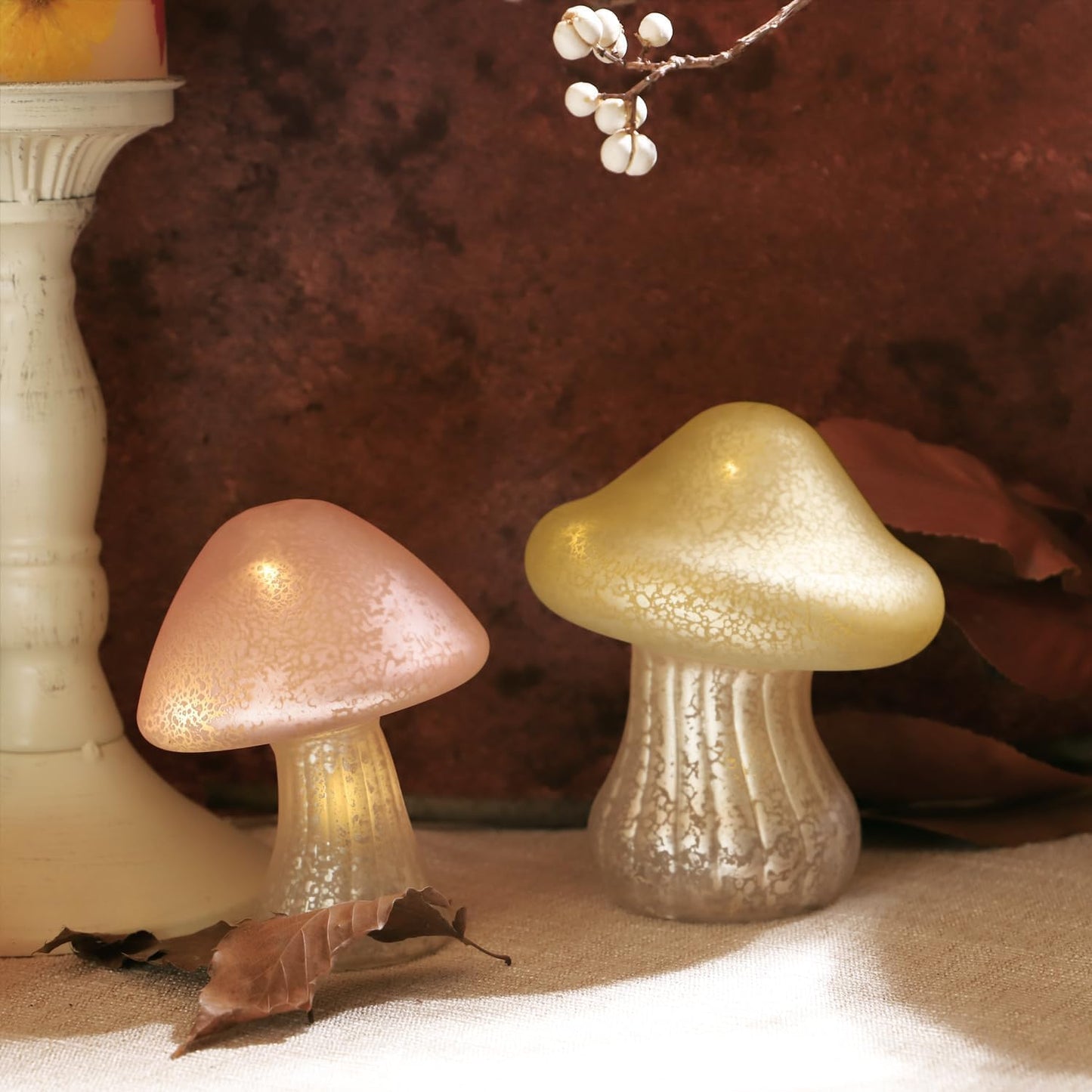 Glass Mushroom Lamp / Pink