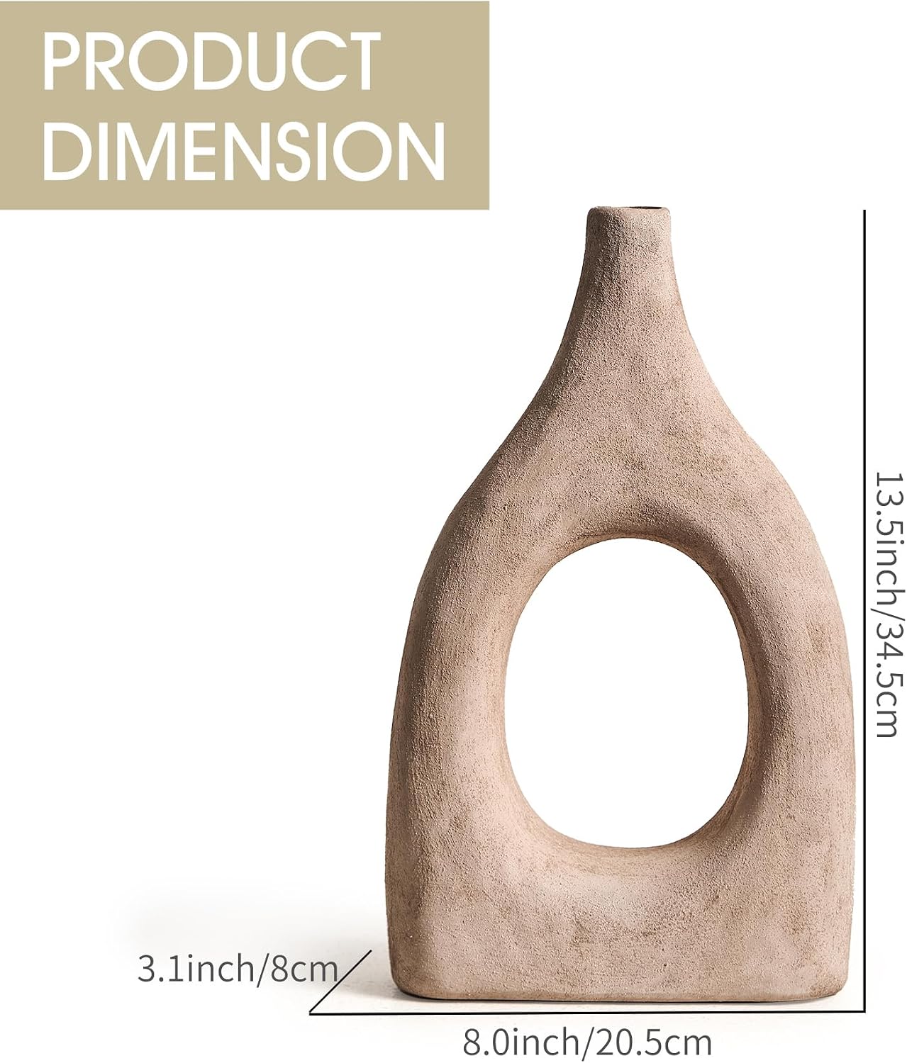 Large Boho Ceramic Floor Vase / Beige Medium