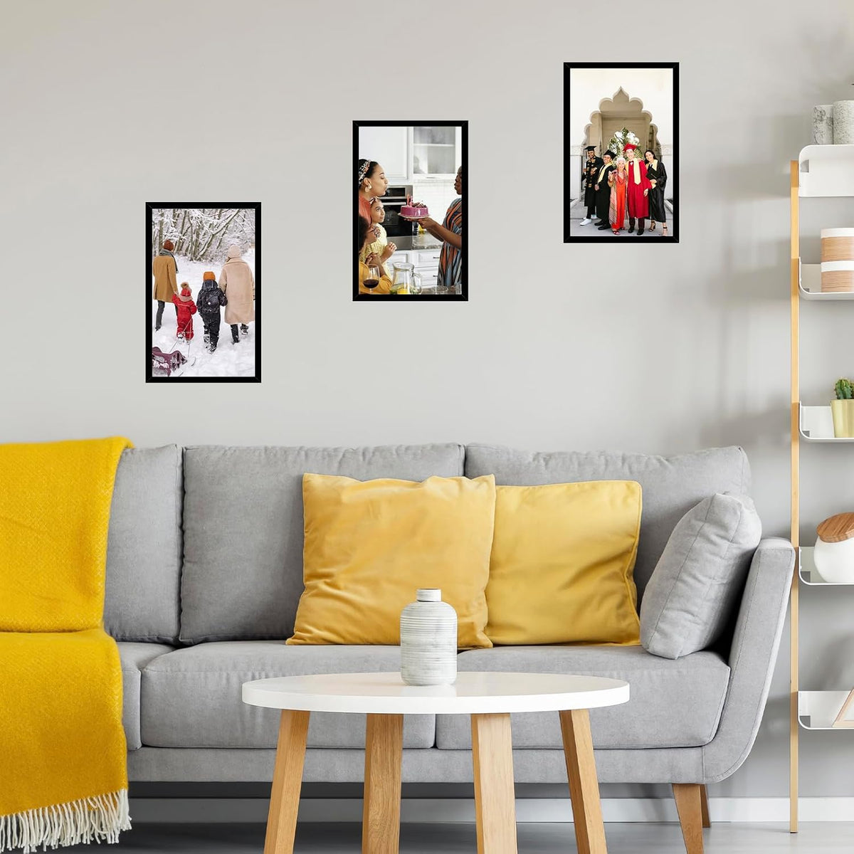 JCJMY 12x20 Picture Frame Set of 4 Black for Poster Photo Picture, Horizontal and Vertical Formats for Wall Hanging, 12