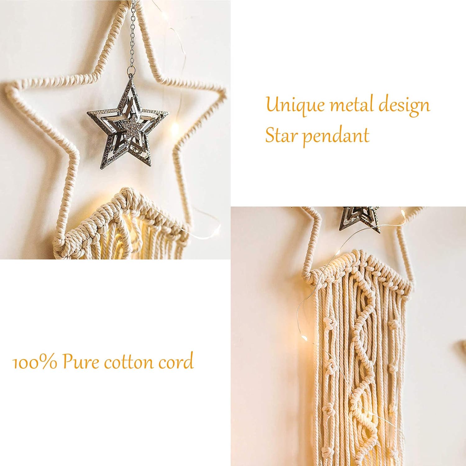 Boho Home Moon Star Dreamcatcher / Beige / Set of 2