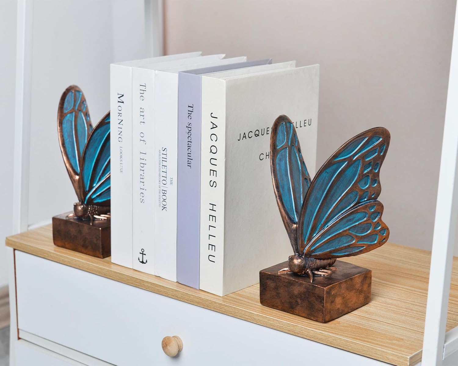 Vintage Blue Butterfly Bookends / Copper Blue