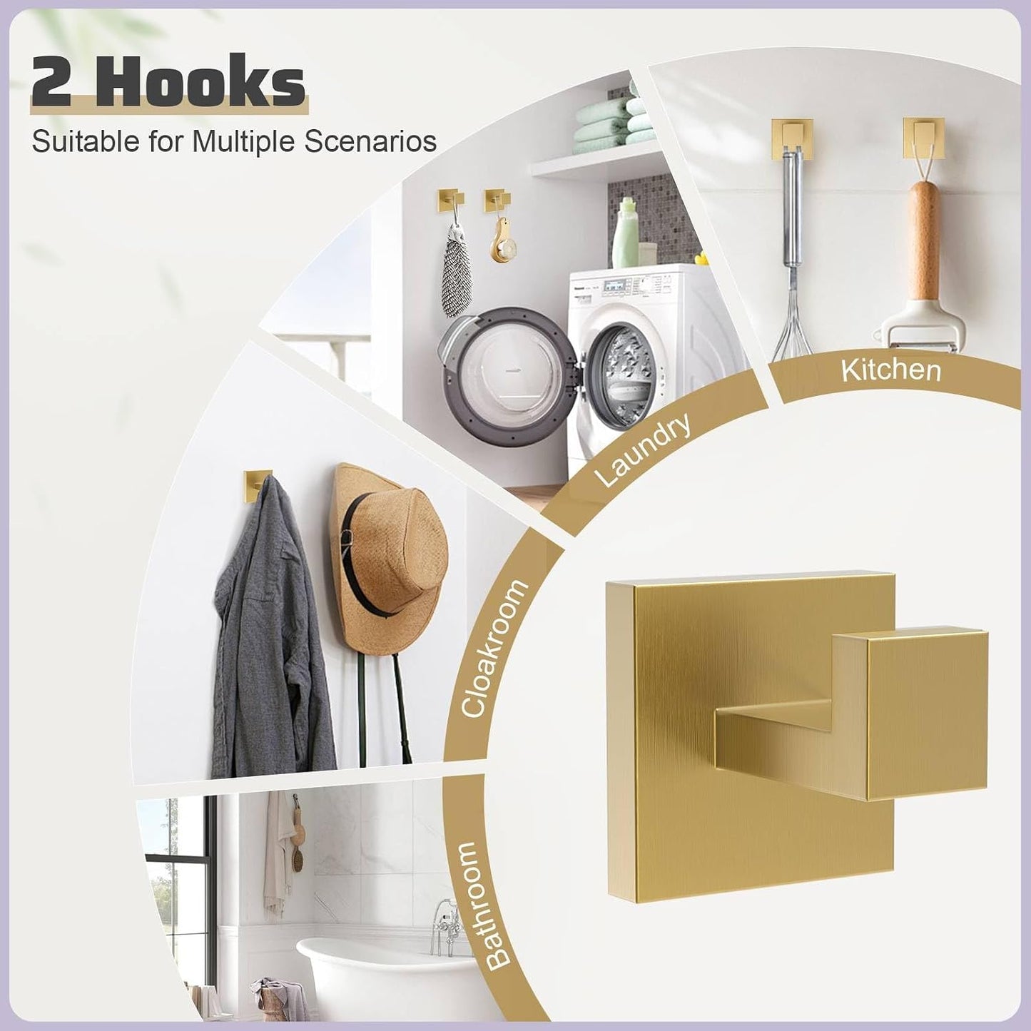 5-Piece Towel Bar Set Brushed Gold Bathroom Hardware Accessories Set Includes Upgraded Double Base Toilet Paper