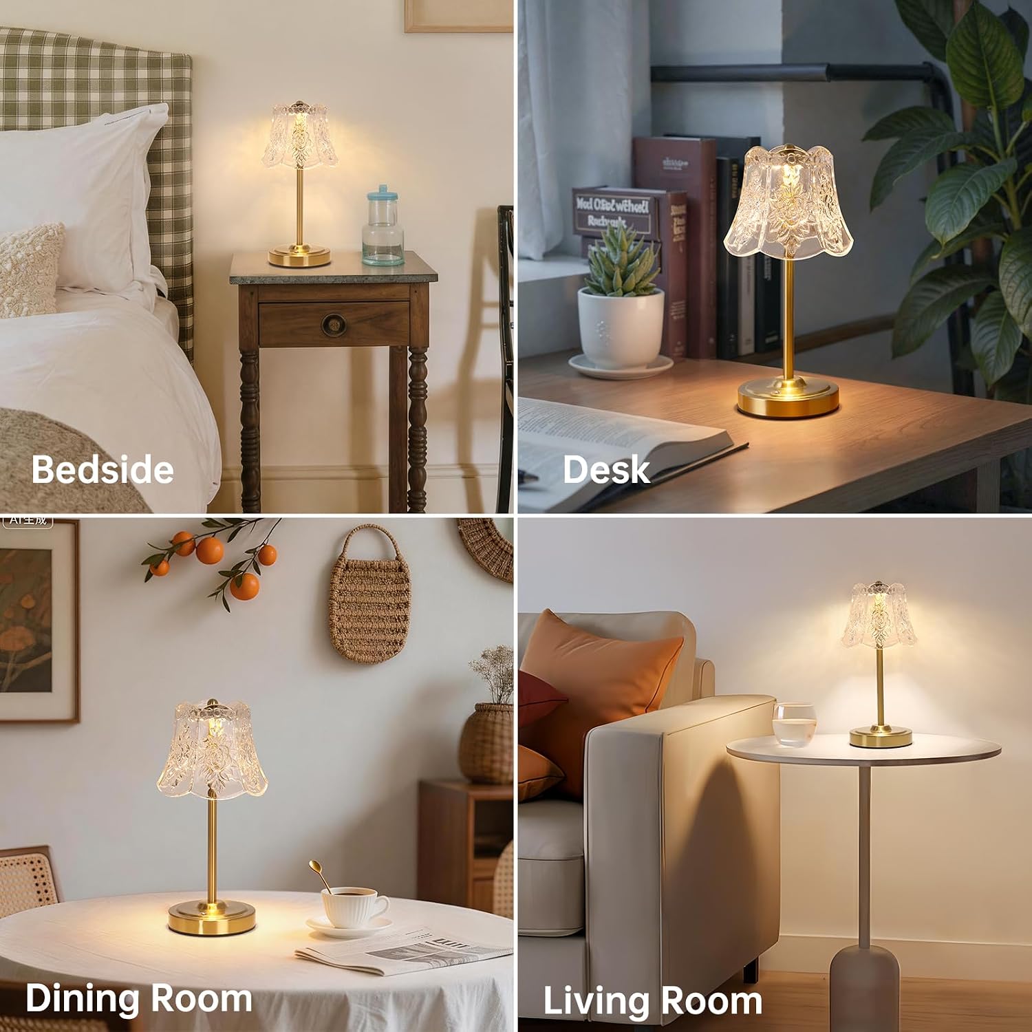 Shenmoyl Set of 2 Cordless Touch Table Lamp with 5200mAh Battery - 3 Adjustable Color Temperatures & Dimmable