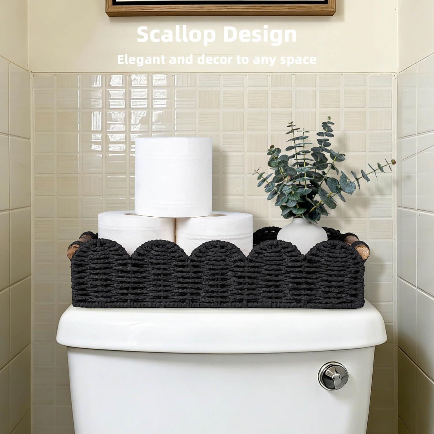 Back of Toilet Paper Storage Baskets Tray / Black