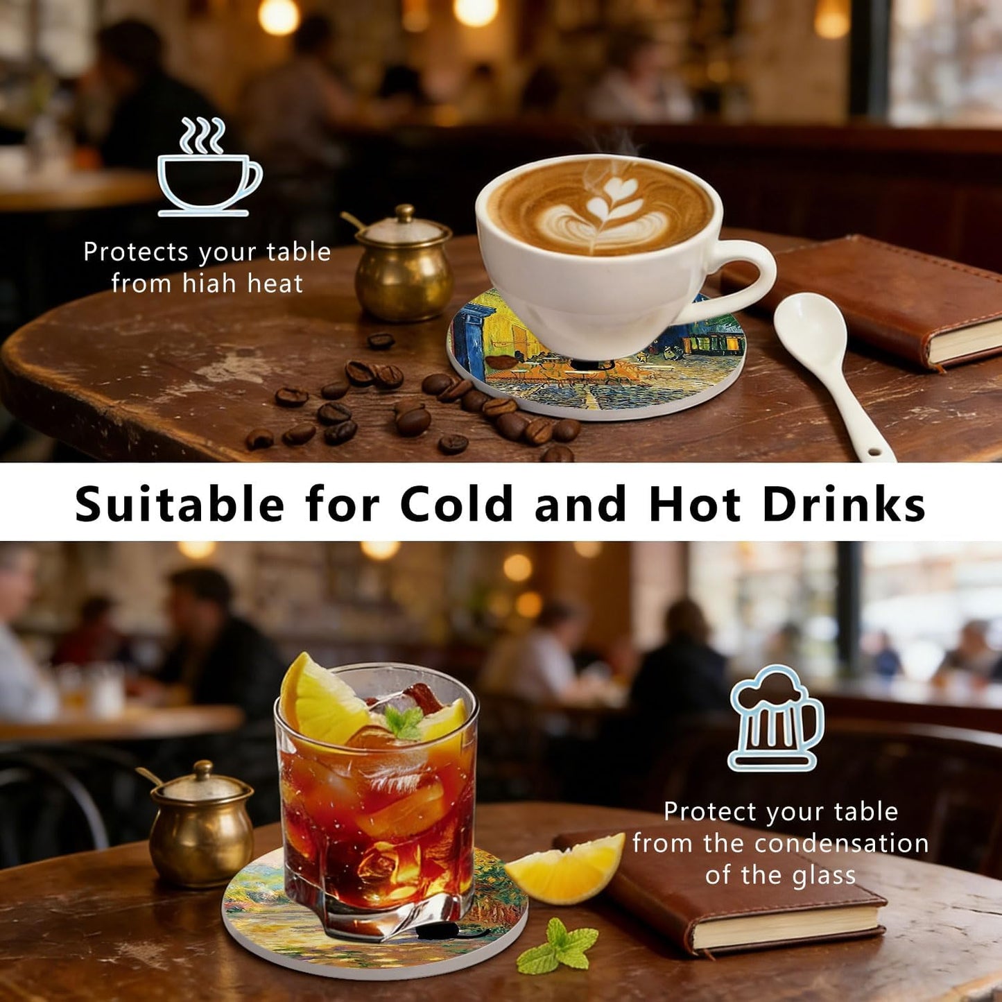 Holder for Drinks / Black Cat / Set of 6