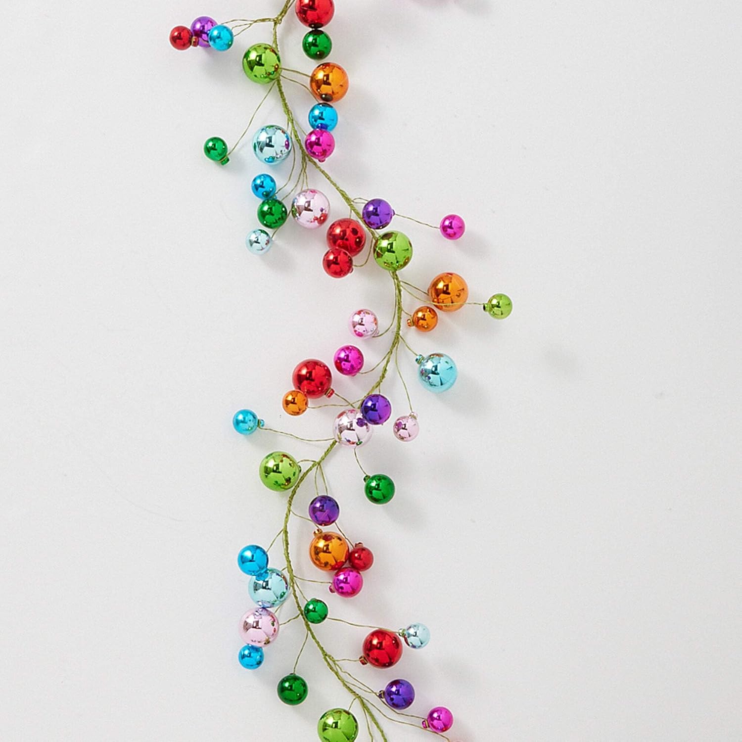 RAZ Imports Ball Garland, 48-inch Length, Red, Green, and Silver, Plastic, Christmas, Home Décor