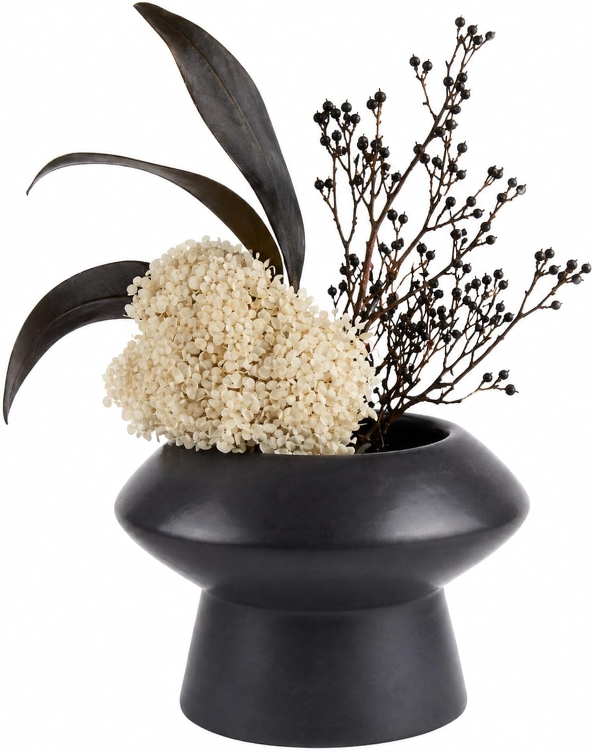 Table Art Flower Vase / Black / Mushroom, 5 3/4