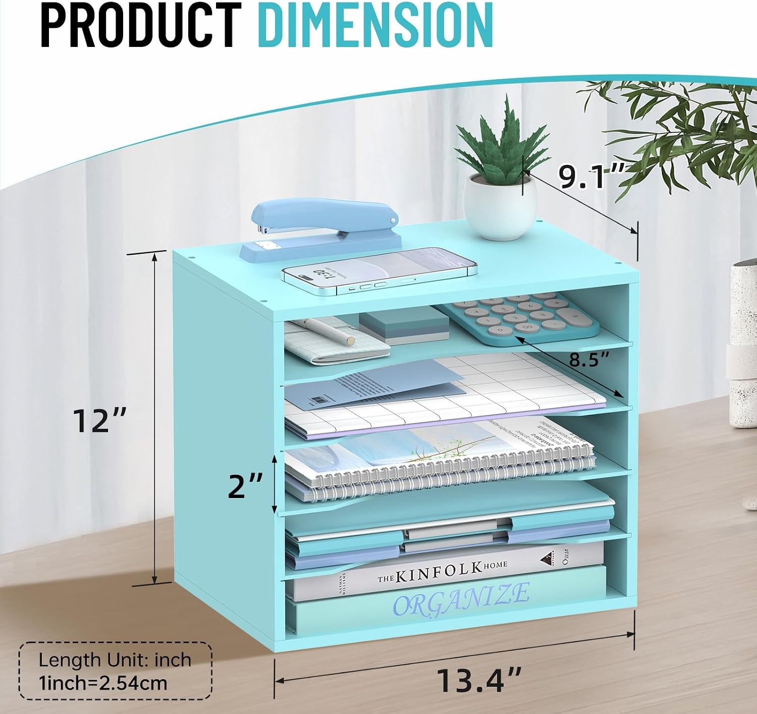 5-Tier Paper Organizer for Desk, Adjustable Mail Organizer, Blue | 5-Tier Paper Organizer and Mail Organizer for Desk