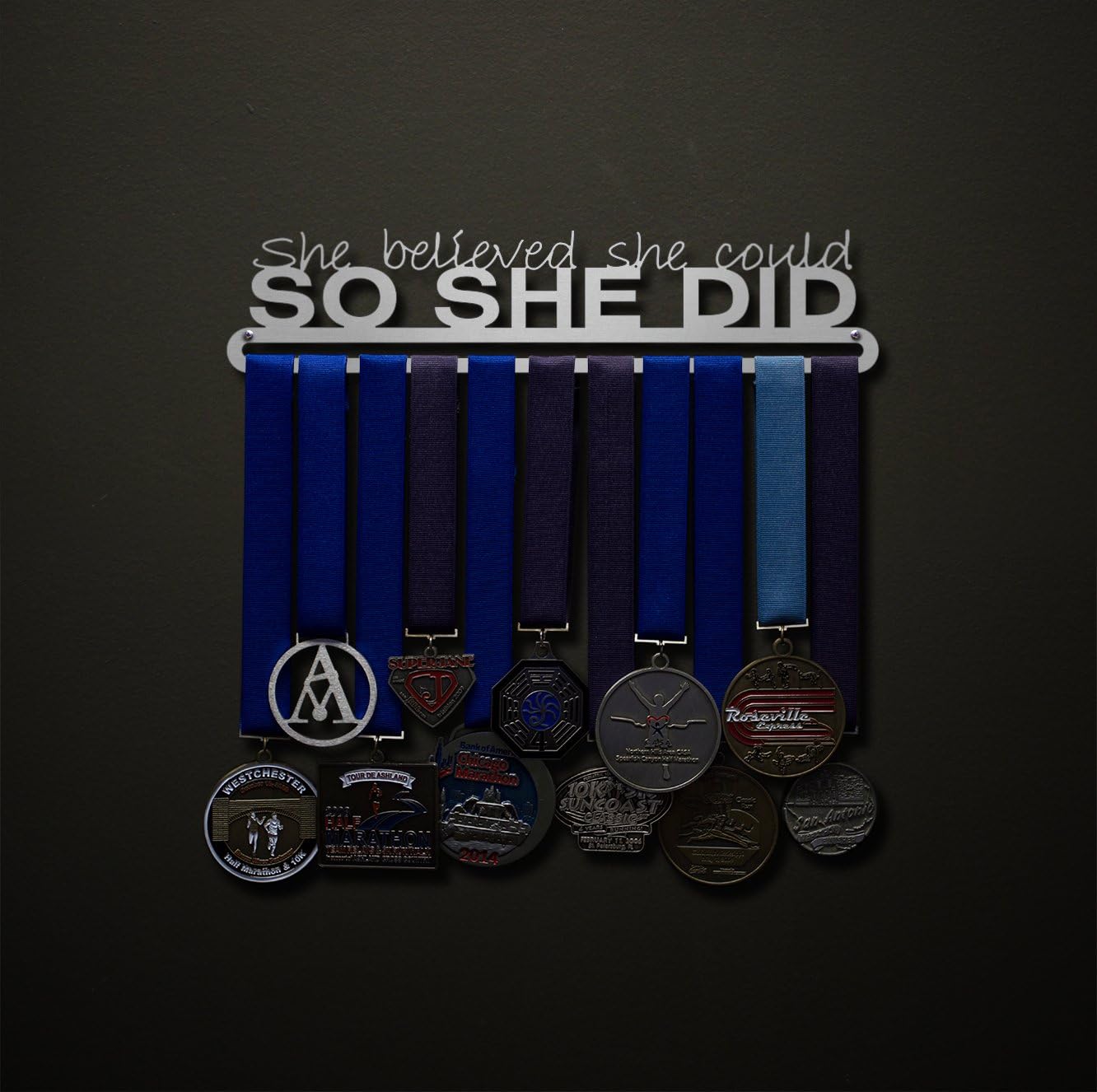 Allied Medal Hangers - She Believed She Could So She Did (Text Only): Awards Display Rack Holder - Multiple Size