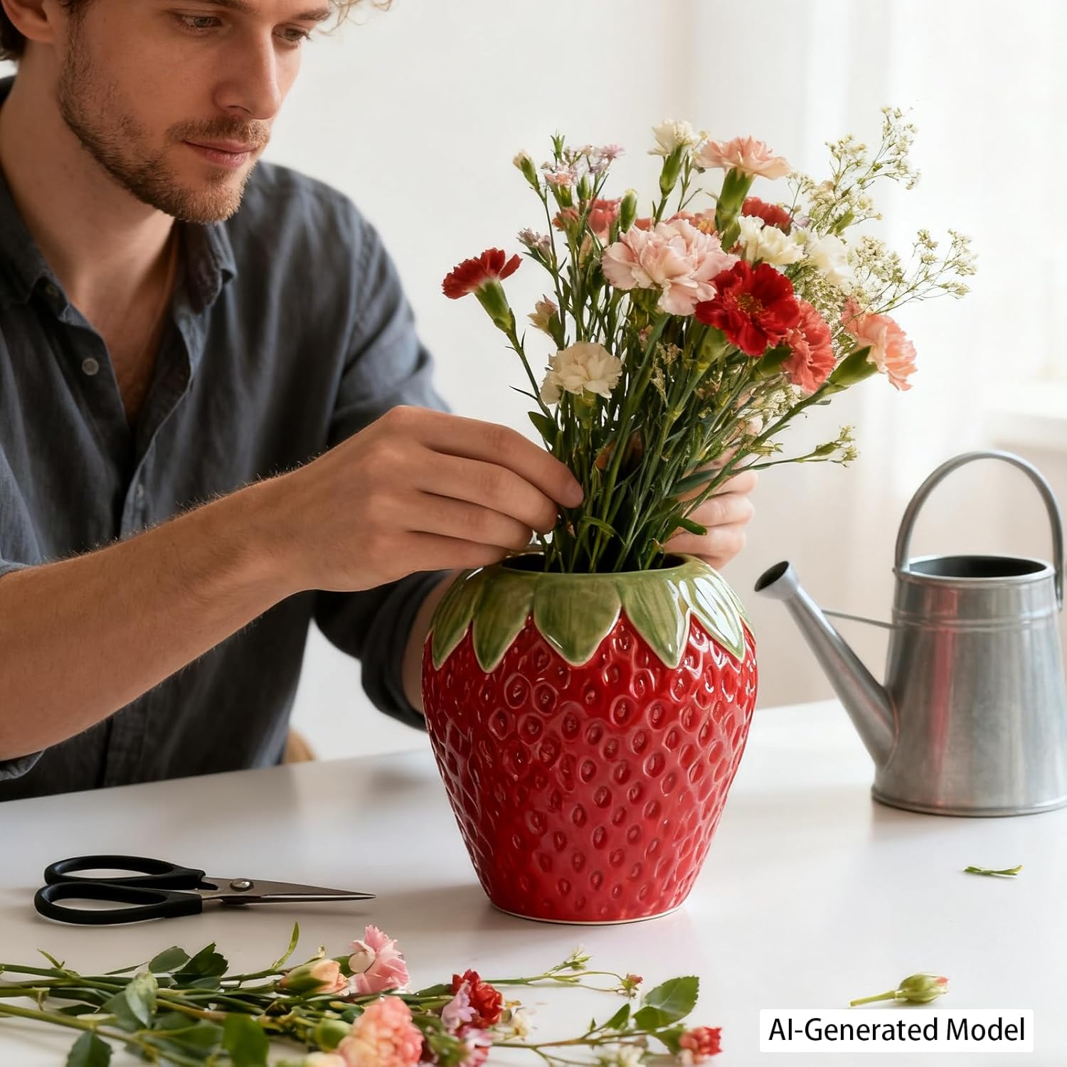 Ceramic Strawberry Vase / Red / Medium-5.1
