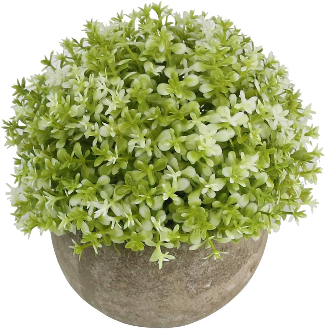 Mini Plastic Artificial Plants Grass in Pot/Small Artificial Faux Greenery/Mini Plants / Set of 4