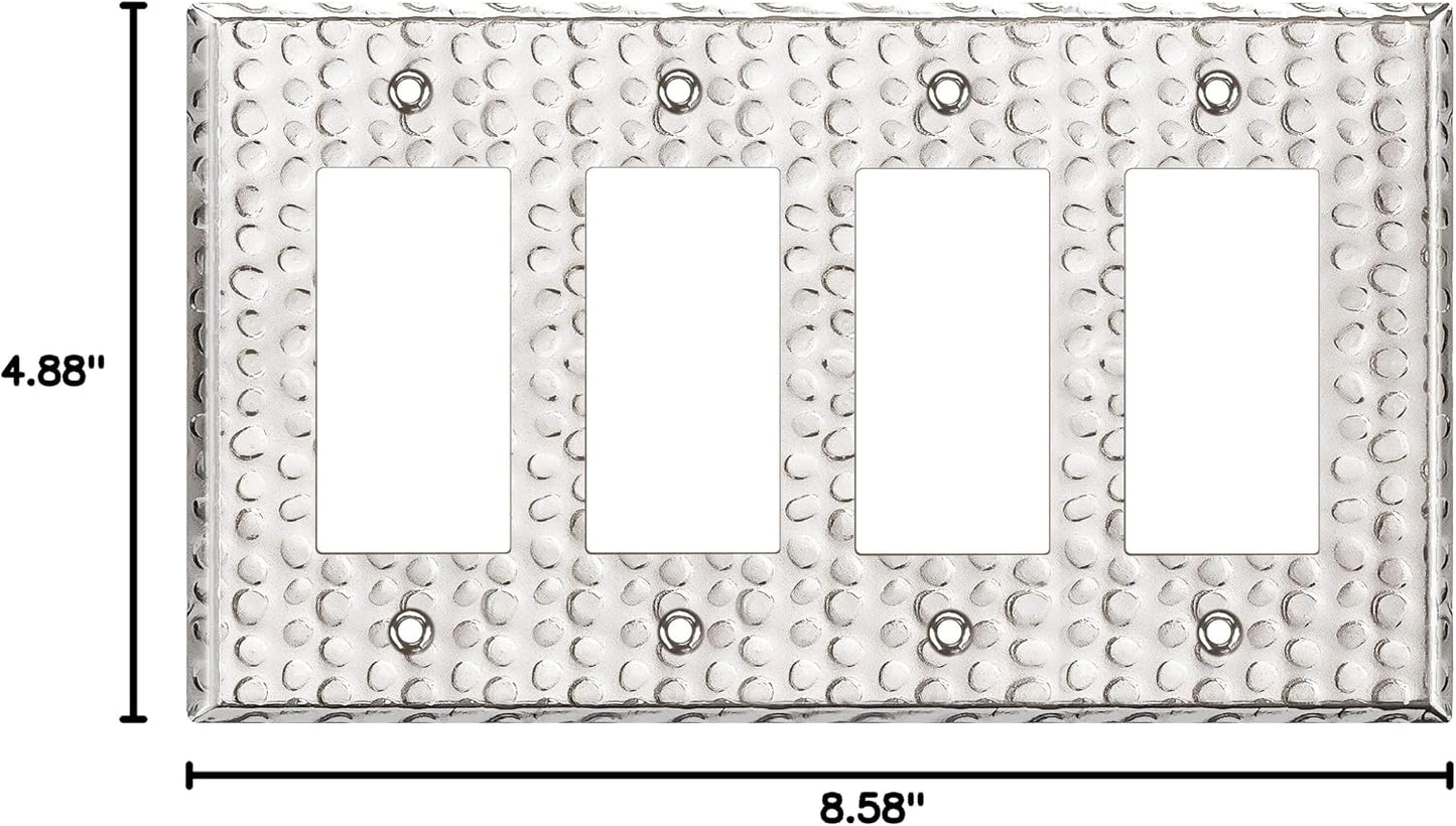 LIDER Dual Decorator Switch or Receptacle Metal Wall Plate, Mid-Size 4-Gang | Corrosion Resistant, Outlet Cover