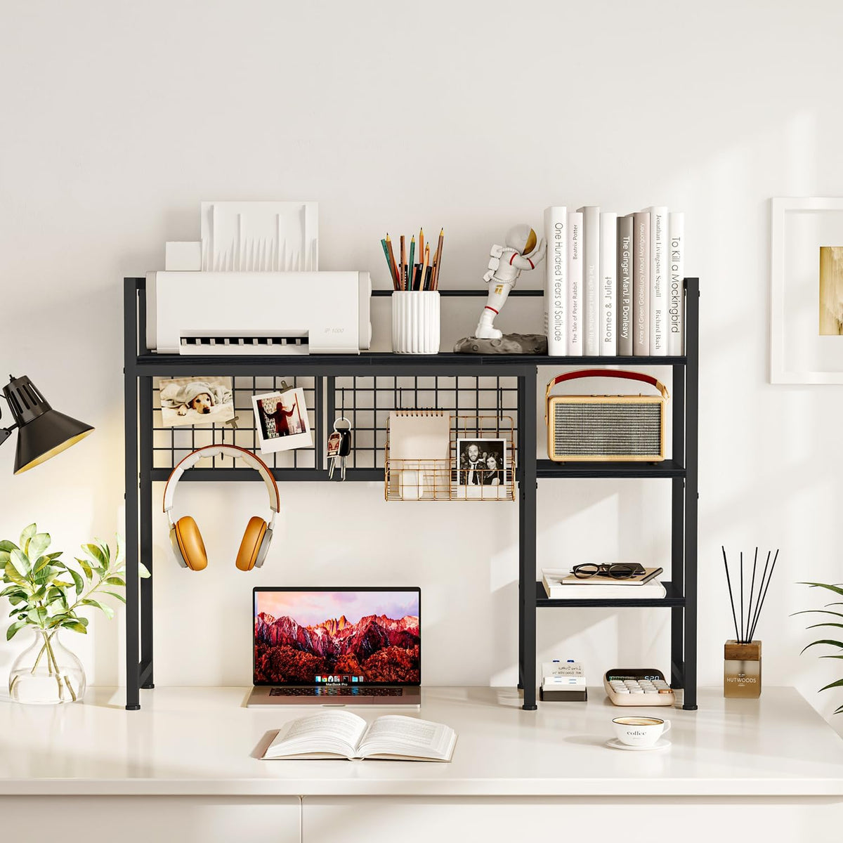 Snughome Desk Shelf, 38.6" Desktop Organizer Shelf, Desk Hutch for Computer Monitor, 4 Tier Desk Display Rack with