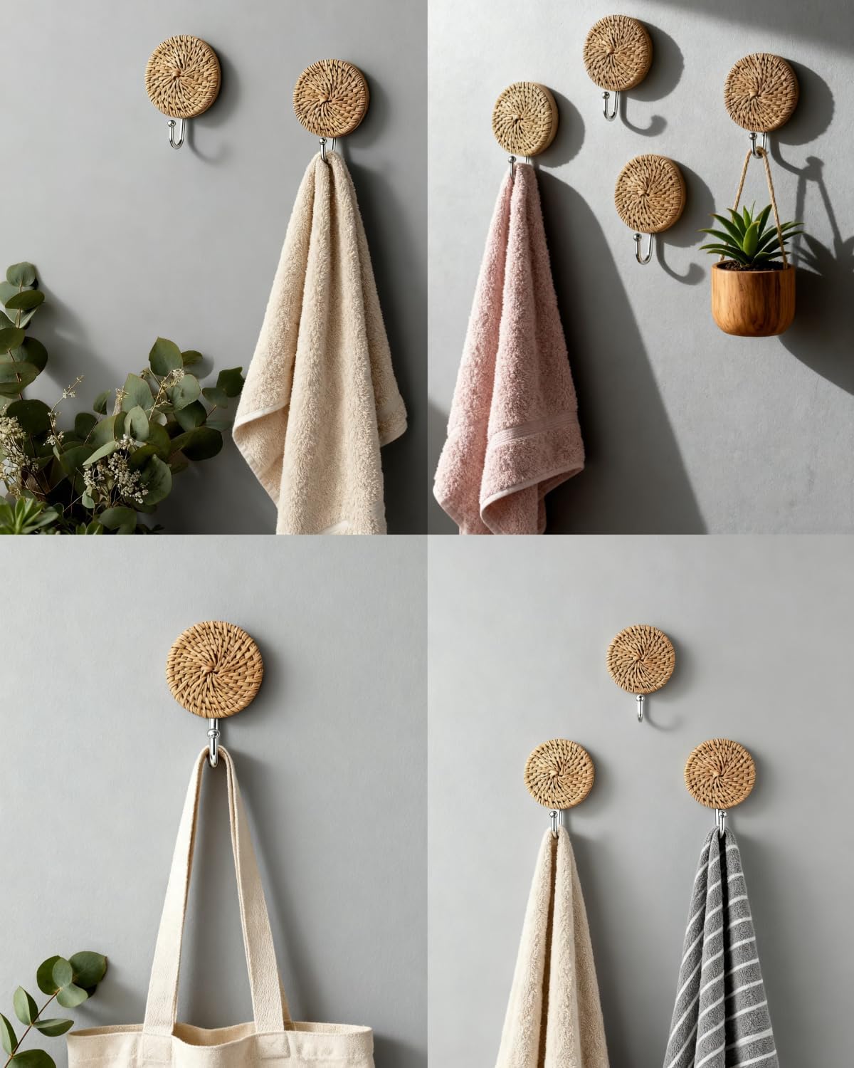 Vintage Boho Shelves Hooks / Set of 6