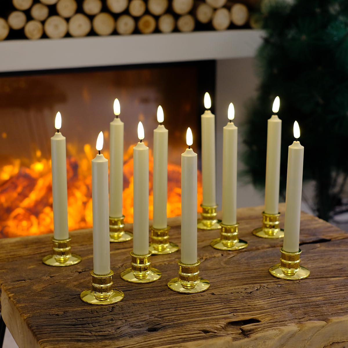 10 Pack Window Candles +20 AA Batteries(Include,Run More Than 400 Hours) + Candleholders + Suction Cups+ 2 Remote. 8''