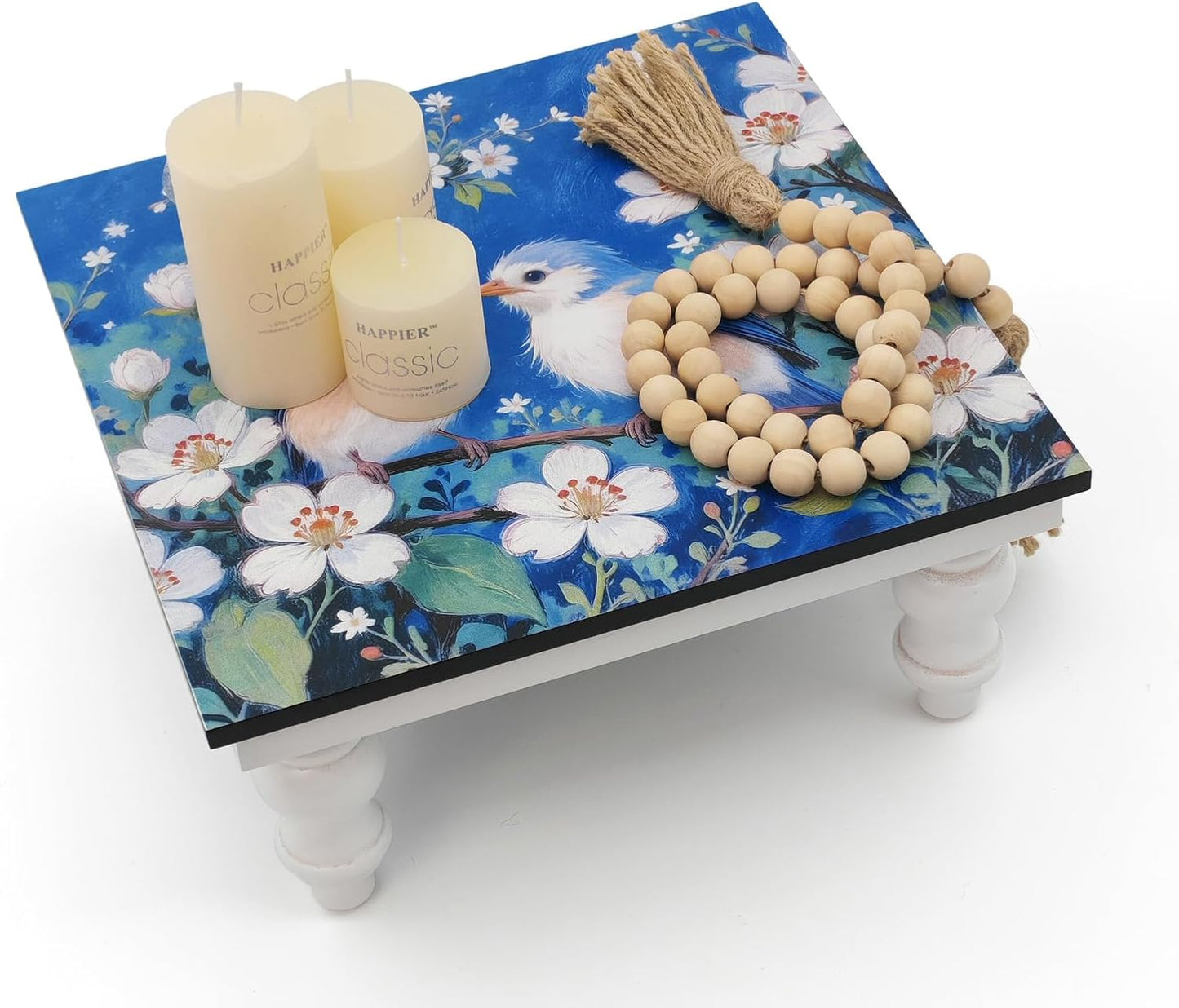Wooden Riser Decorative Tray / BLUE 02