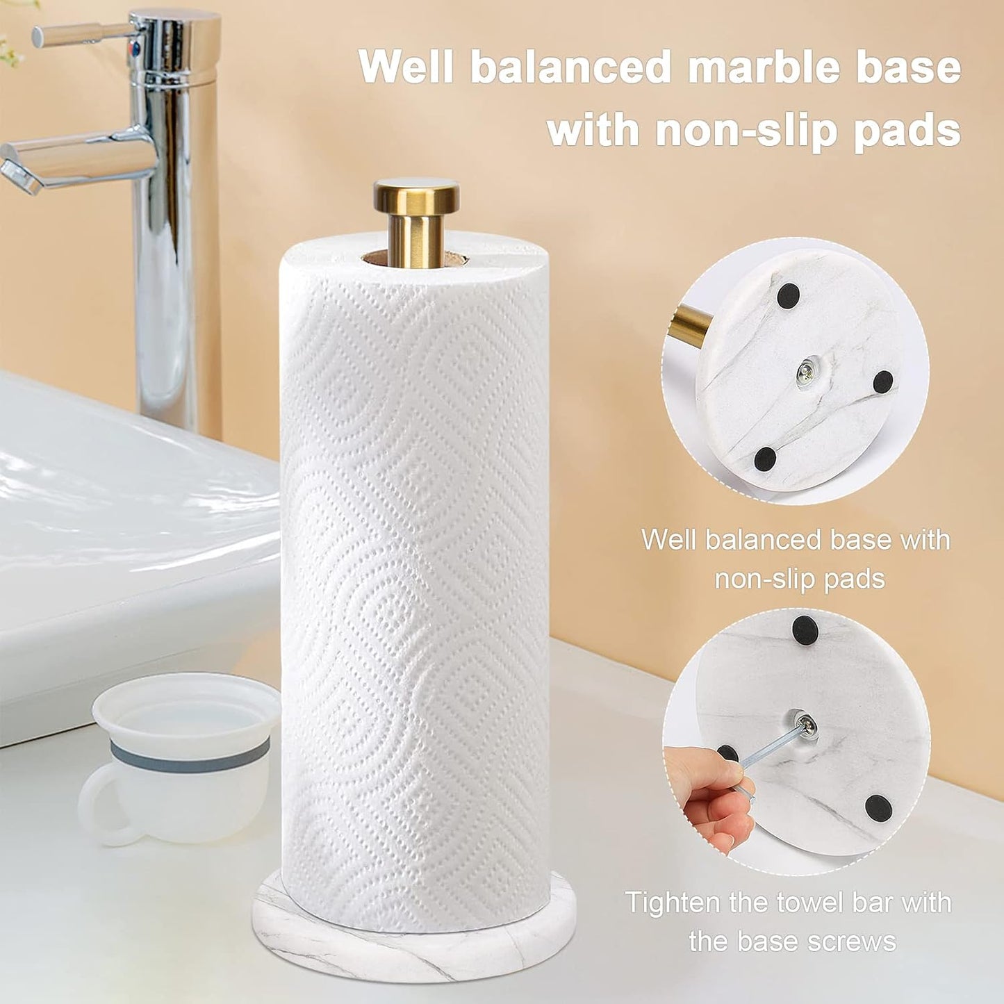 NearMoon Standing Paper Towel Holder, Kitchen Paper Towel Tissue Holder- for Bathroom Kitchen Countertop, Standard or