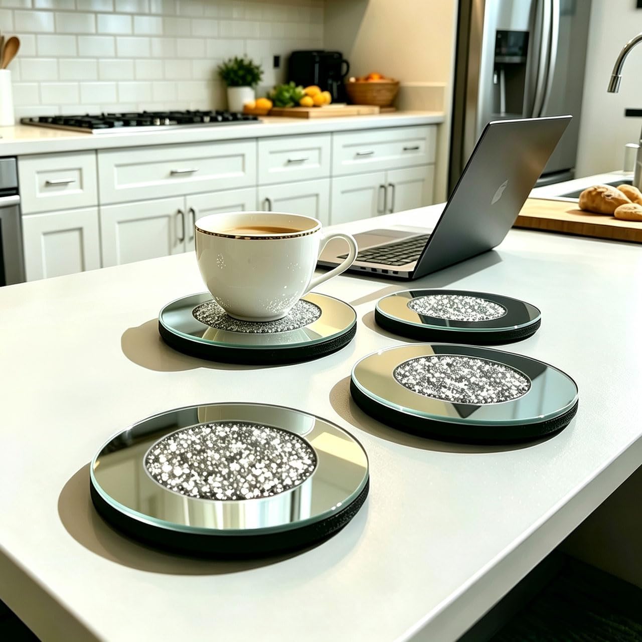Glass Mirrored Coaster 4 PC / 4"4p