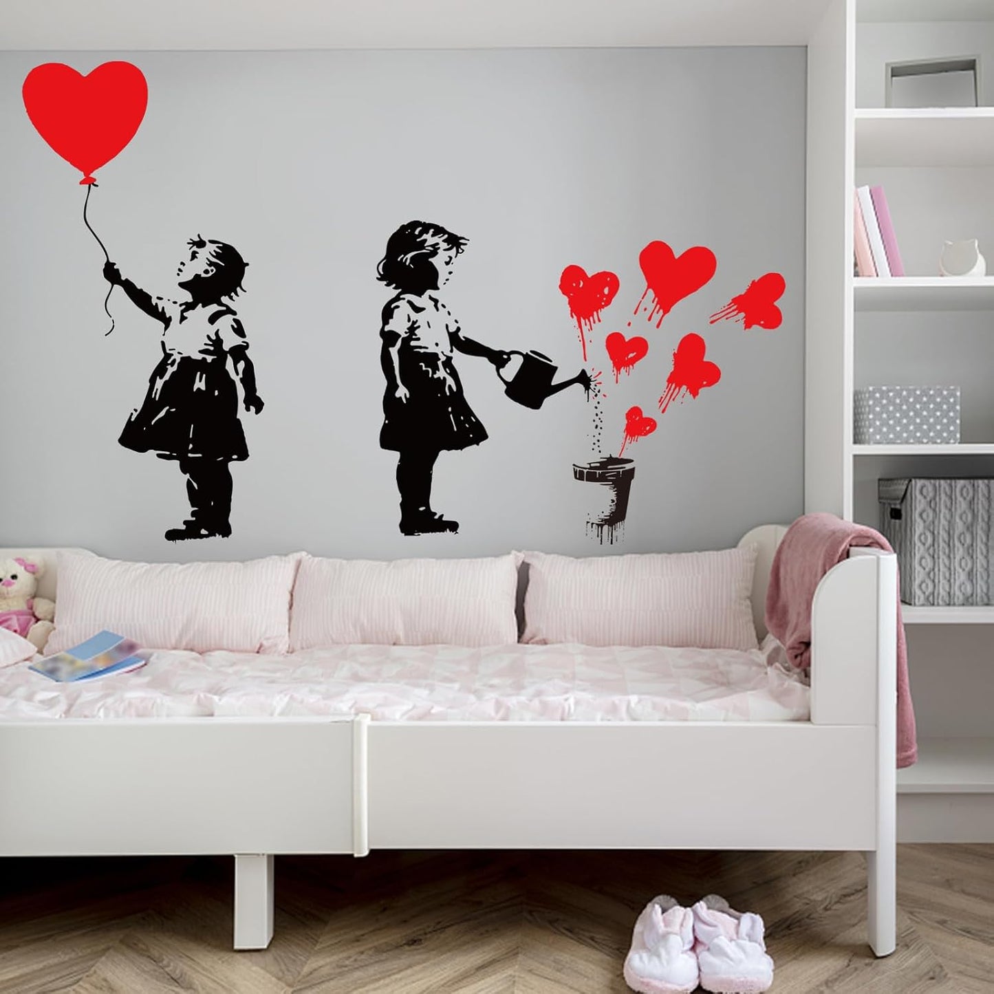 2 Sheets Banksy Wall Stickers Removable Vinyl Wall Decals Banksy Graffiti Art Mural / Balloons Girl